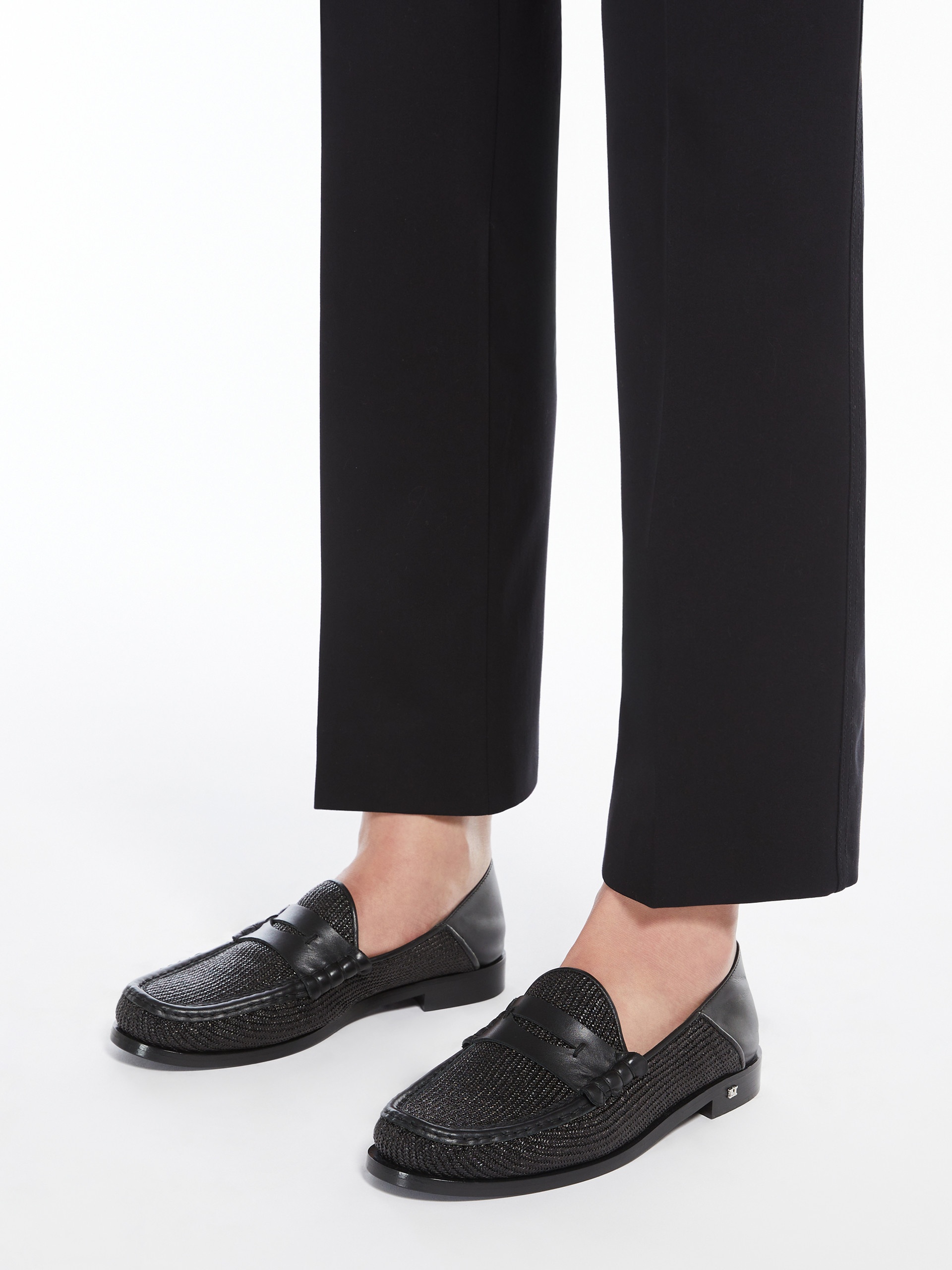 STRAWLOAFER Raffia-effect loafers - 6