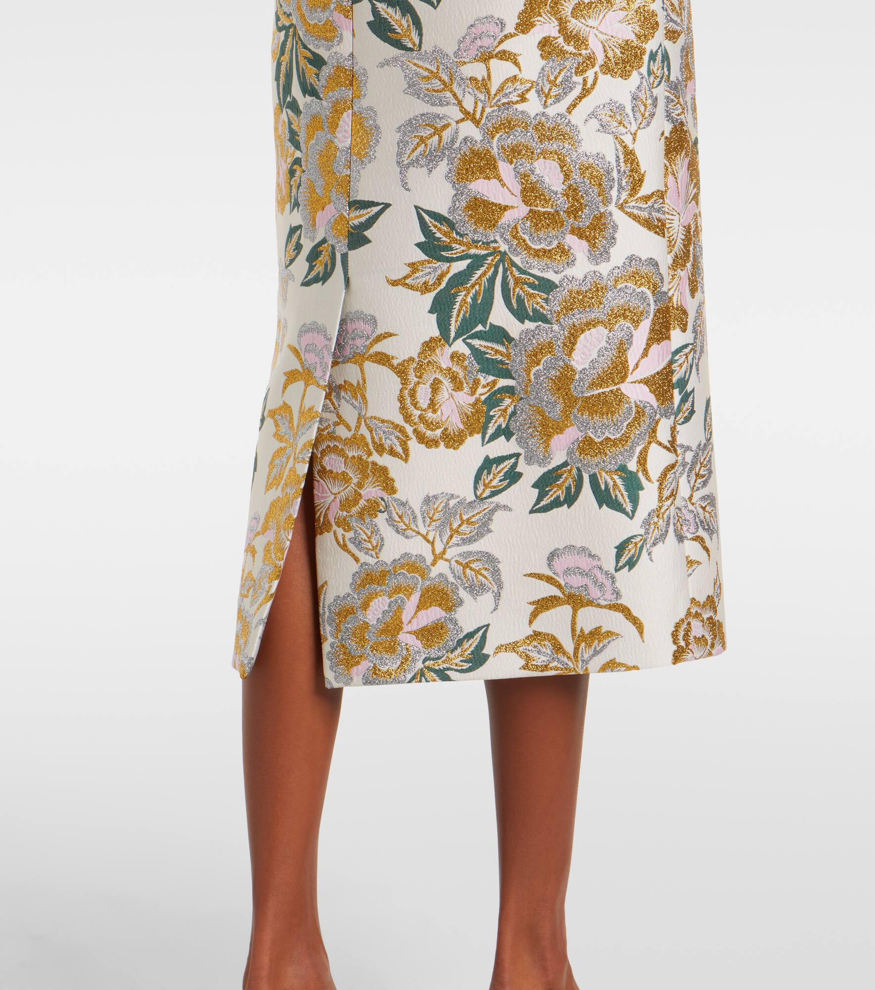 Floral jacquard midi skirt - 5