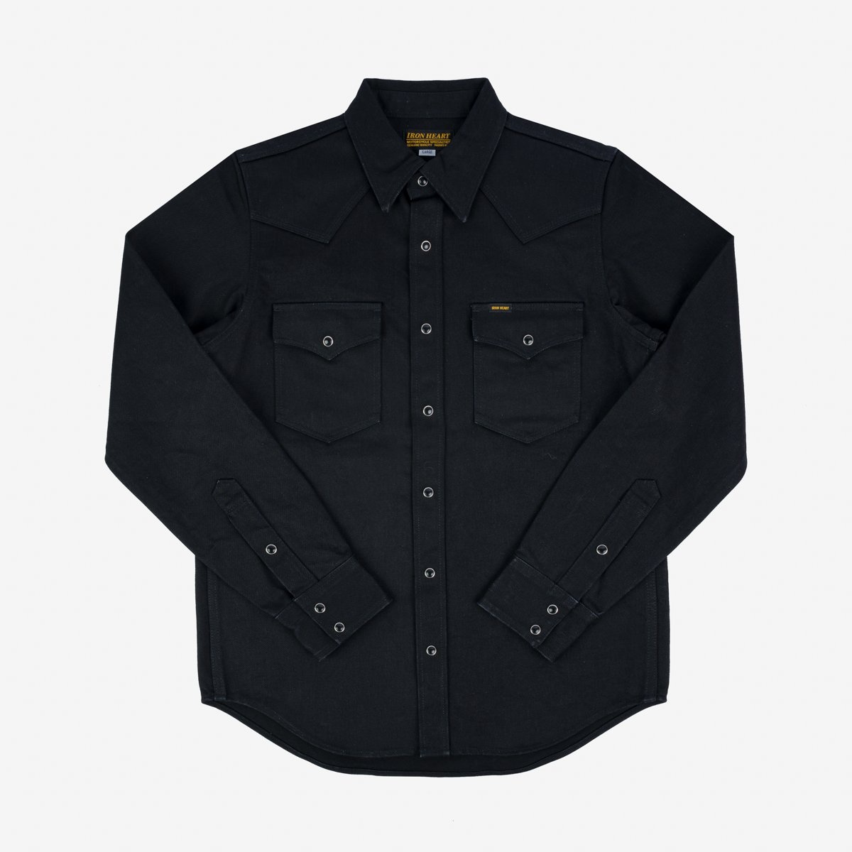 IHSH-361-BLK 16oz Non-Selvedge Denim Western Shirt -  Superblack (Fades To Grey) - 1