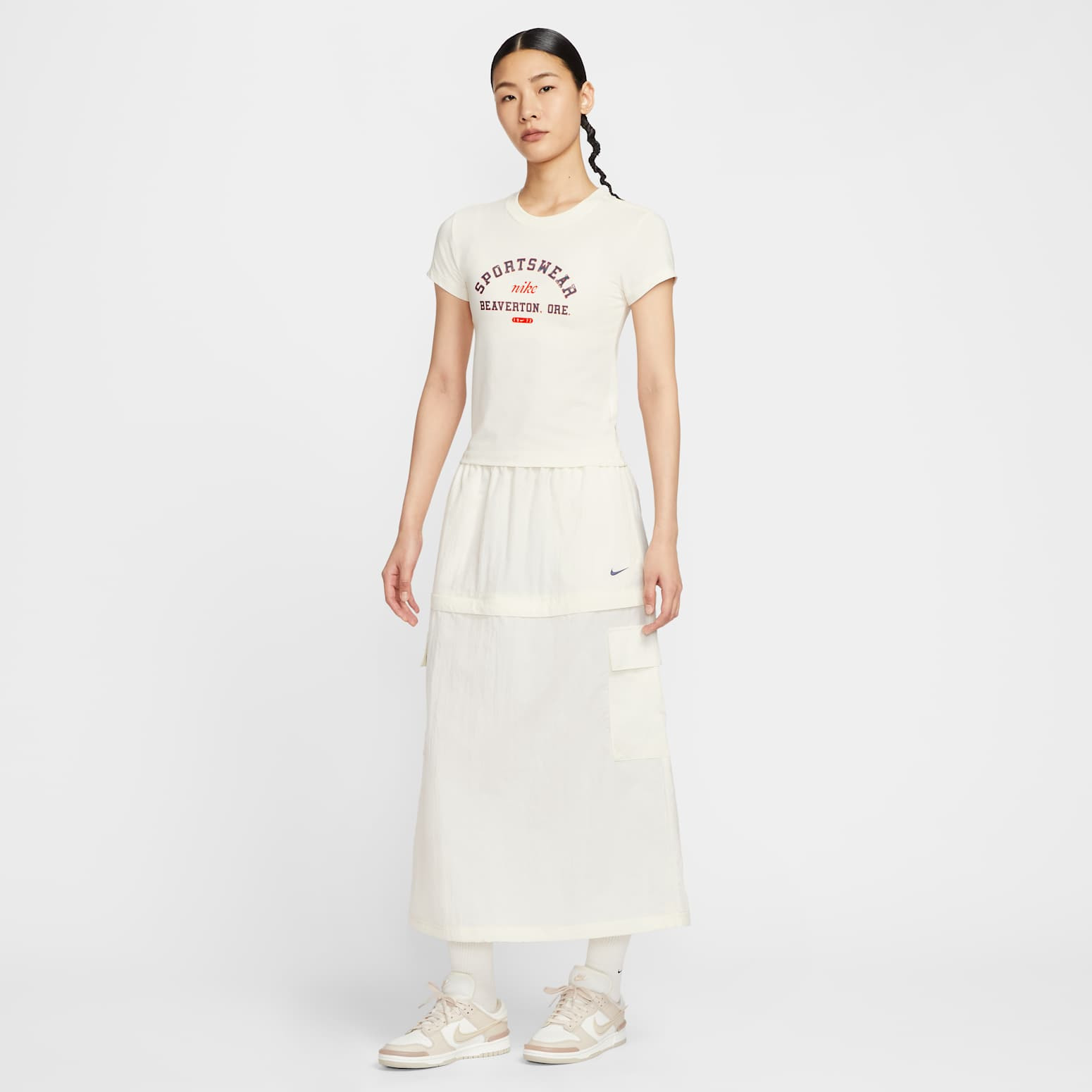 (WMNS) Nike Sportswear Phoenix Slim Short Sleeve T-Shirt 'Pale Ivory' HV4975-110 - 3