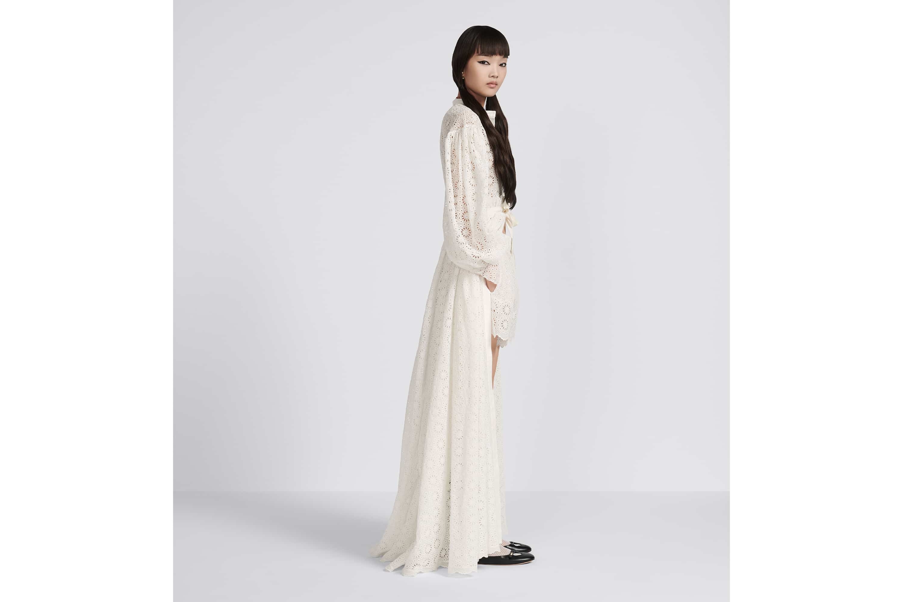 Long-Sleeved Pleated Long Dress - 5
