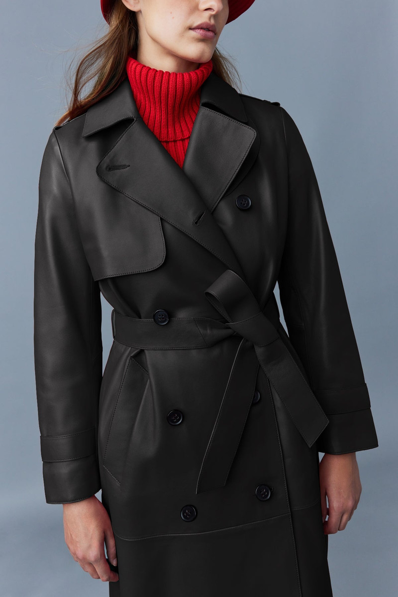 GAEL (R) Leather trench coat with belt 5