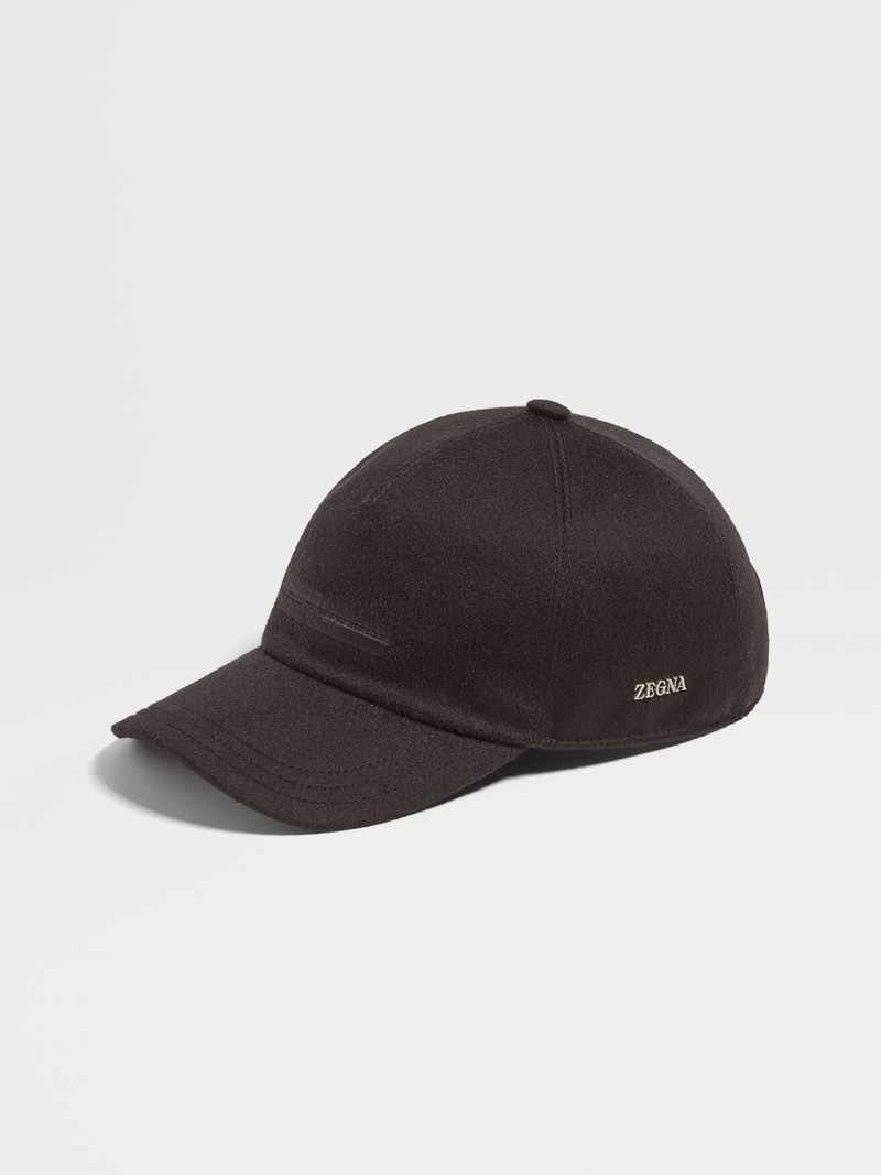 DARK BROWN OASI CASHMERE BASEBALL CAP 1