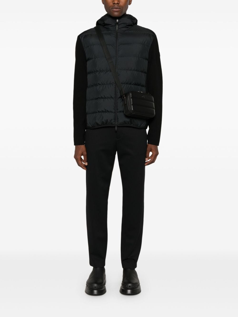 padded-panels knitted hooded jacket - 2