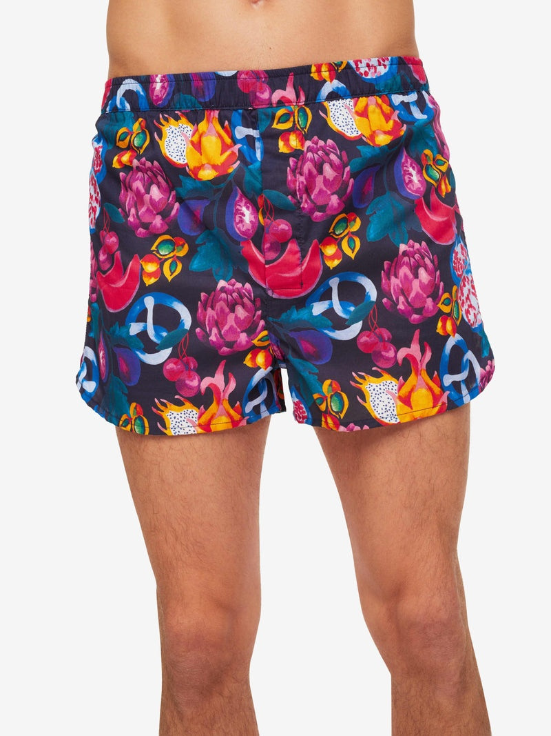 Derek Rose Men's Modern Fit Boxers Ledbury 50 Cotton Batiste Navy outlook