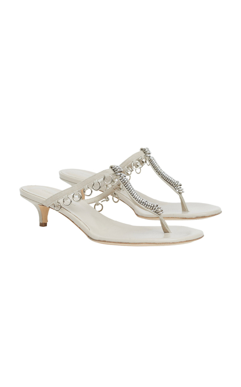 CHRISTOPHER ESBER Pierced Leather Kitten Heels white outlook