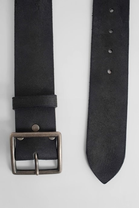 men's vintage black distressed leather belt - 3