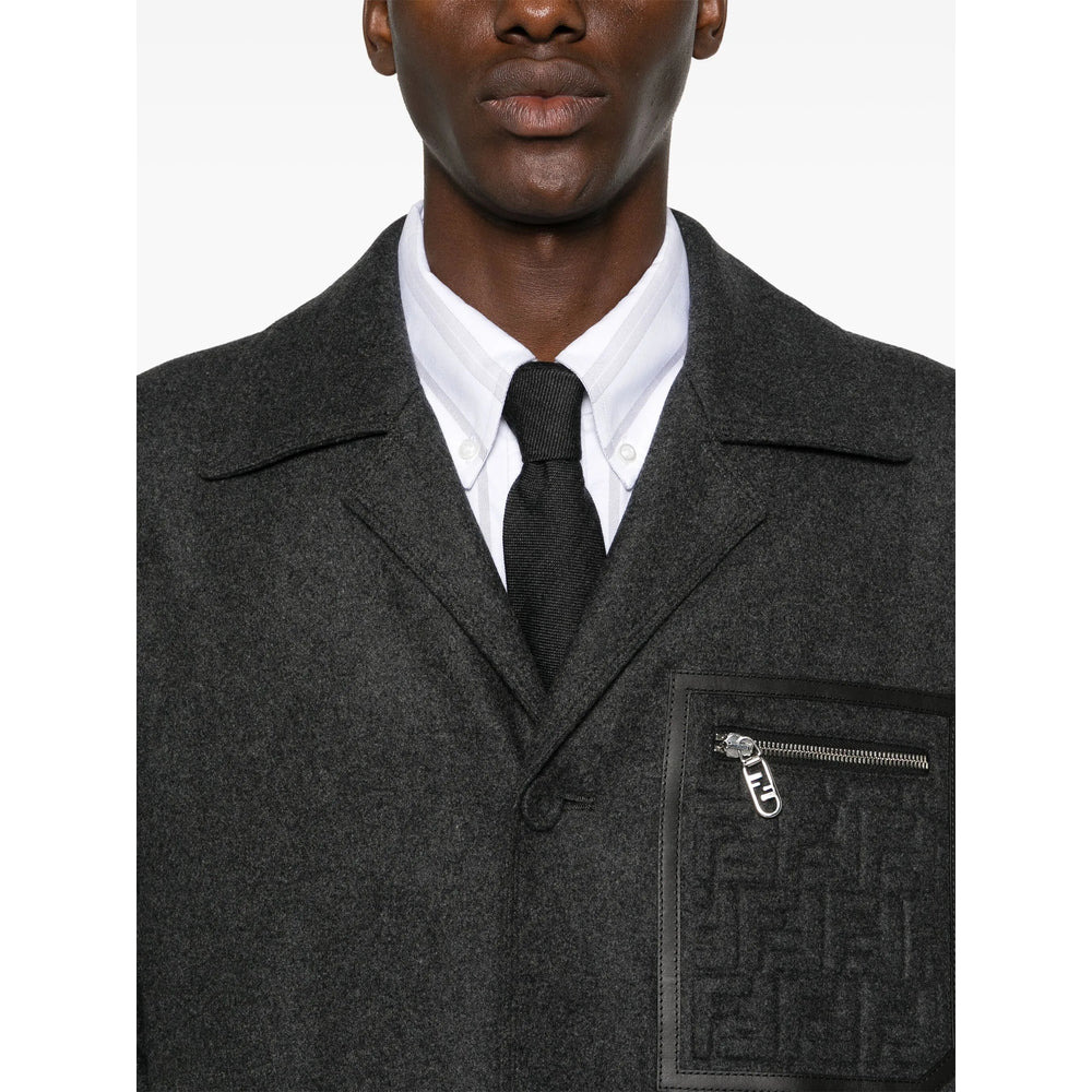 Fendi Grey Coats - Single Breasted Coats Men - 2
