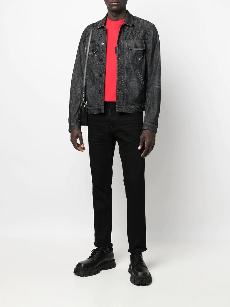 DSQUARED2 studded distressed denim jacket outlook