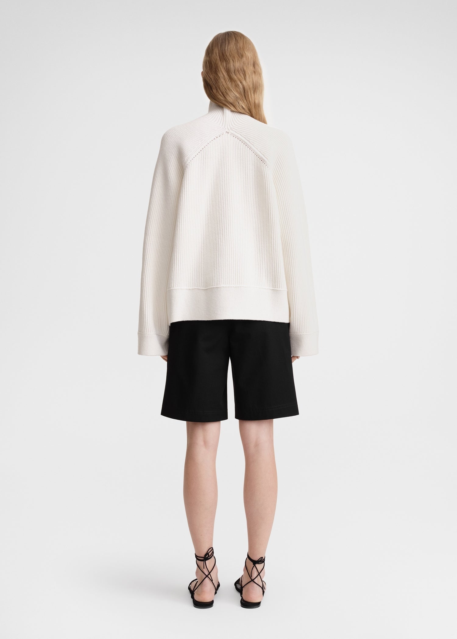 Ribbed chimney-neck knit white - 5