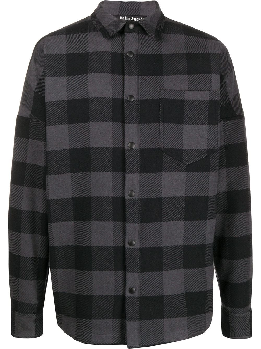 logo print checked shirt - 1