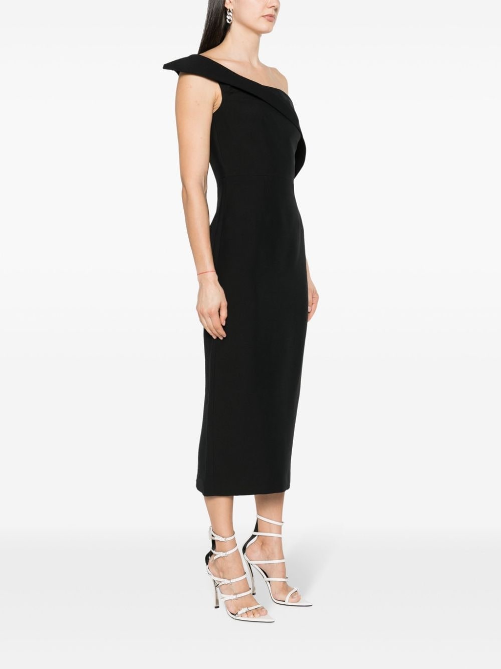 off-shoulder crepe midi dress - 3