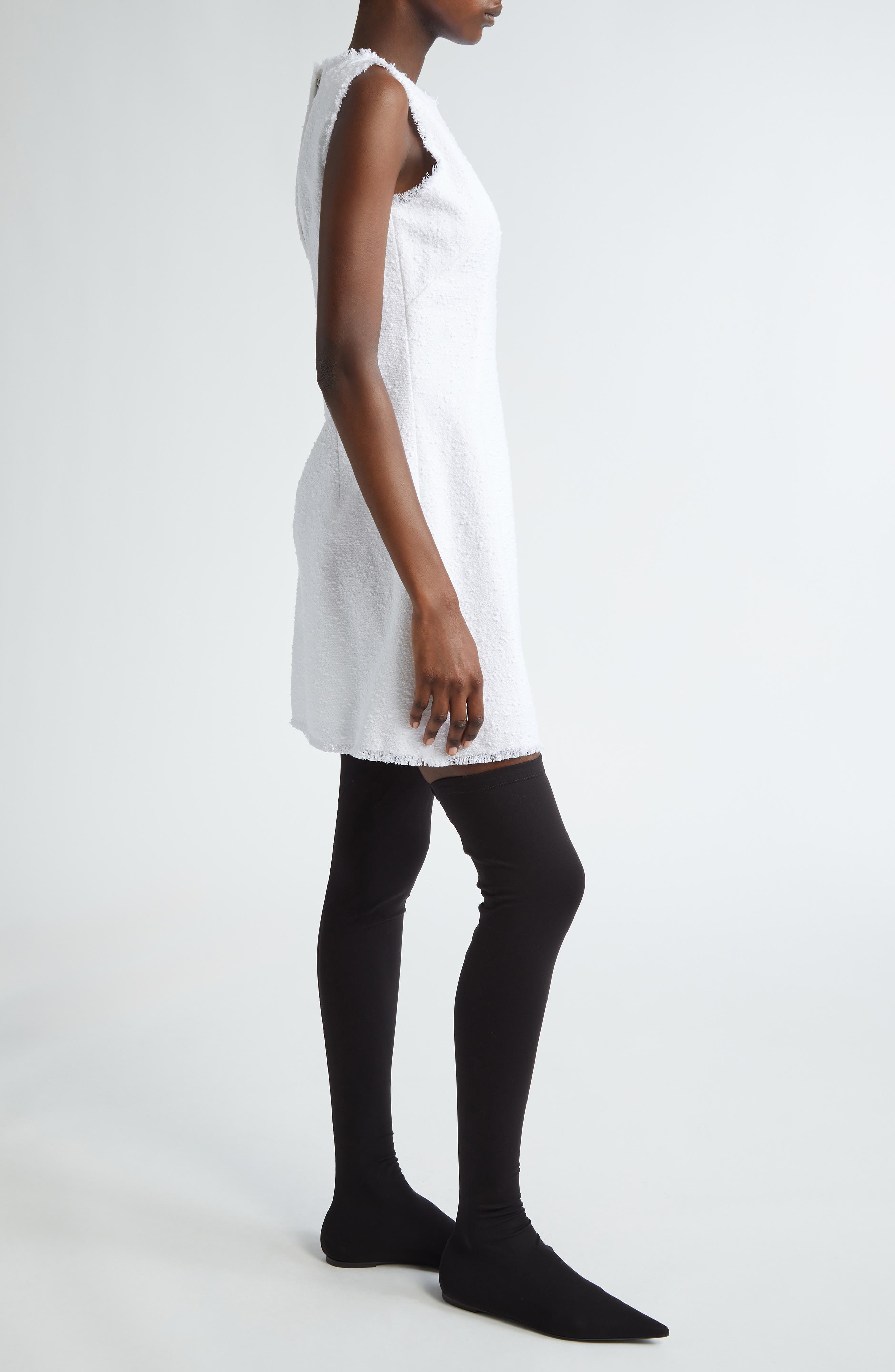 Dolce&Gabbana Rachel Sleeveless Tweed Minidress in Bianco Ottico at Nordstrom - 4