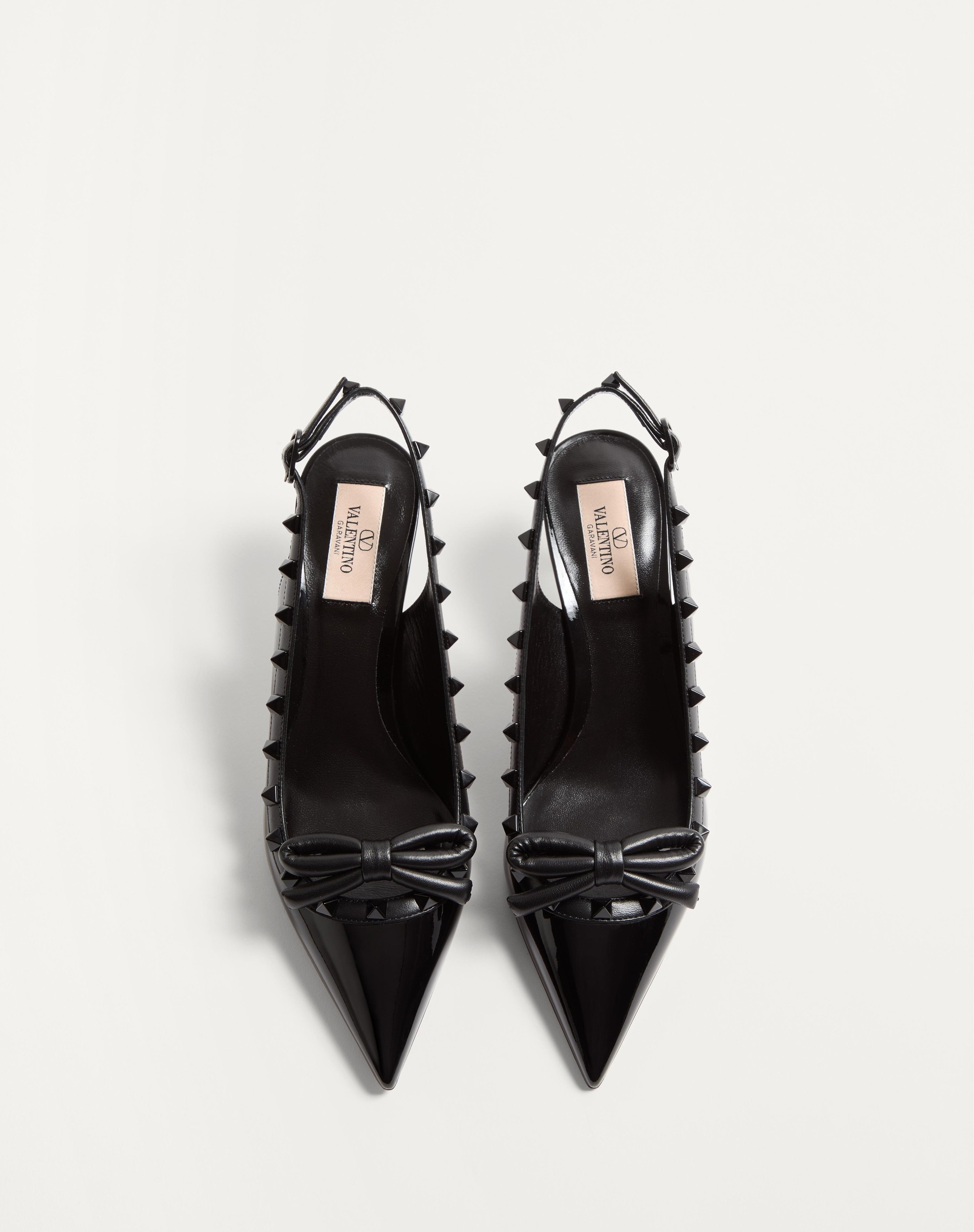 ROCKSTUD BOW SLINGBACK PUMP IN PATENT LEATHER WITH MATCHING STUDS 60MM - 4
