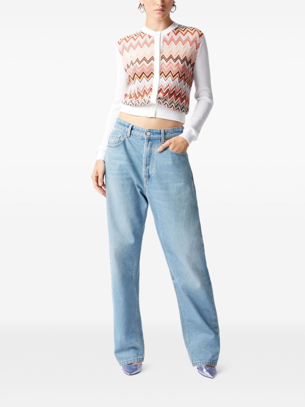 chevron-insert cardigan - 2
