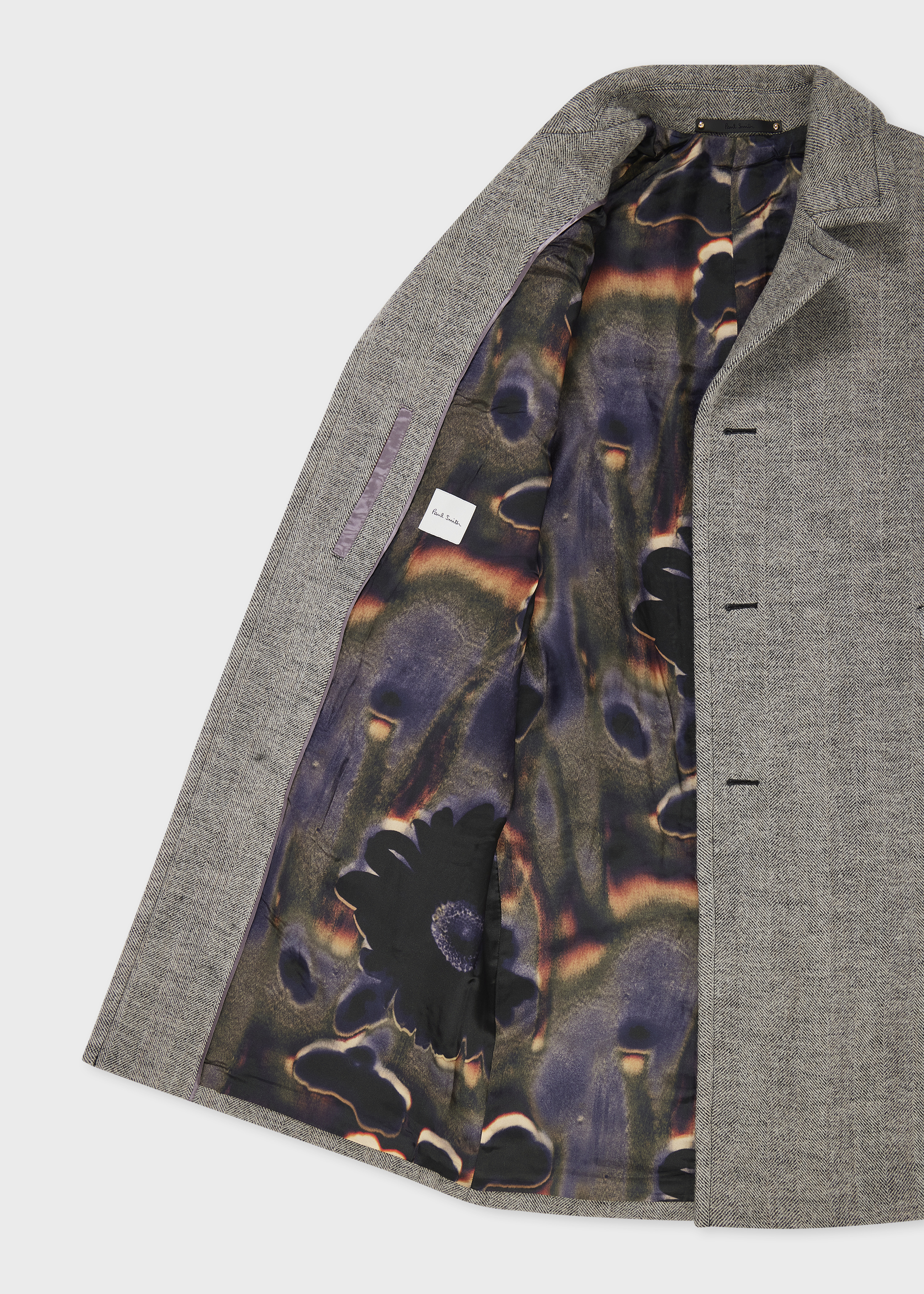 Grey Tumbled Herringbone Wool-Blend Overcoat - 4