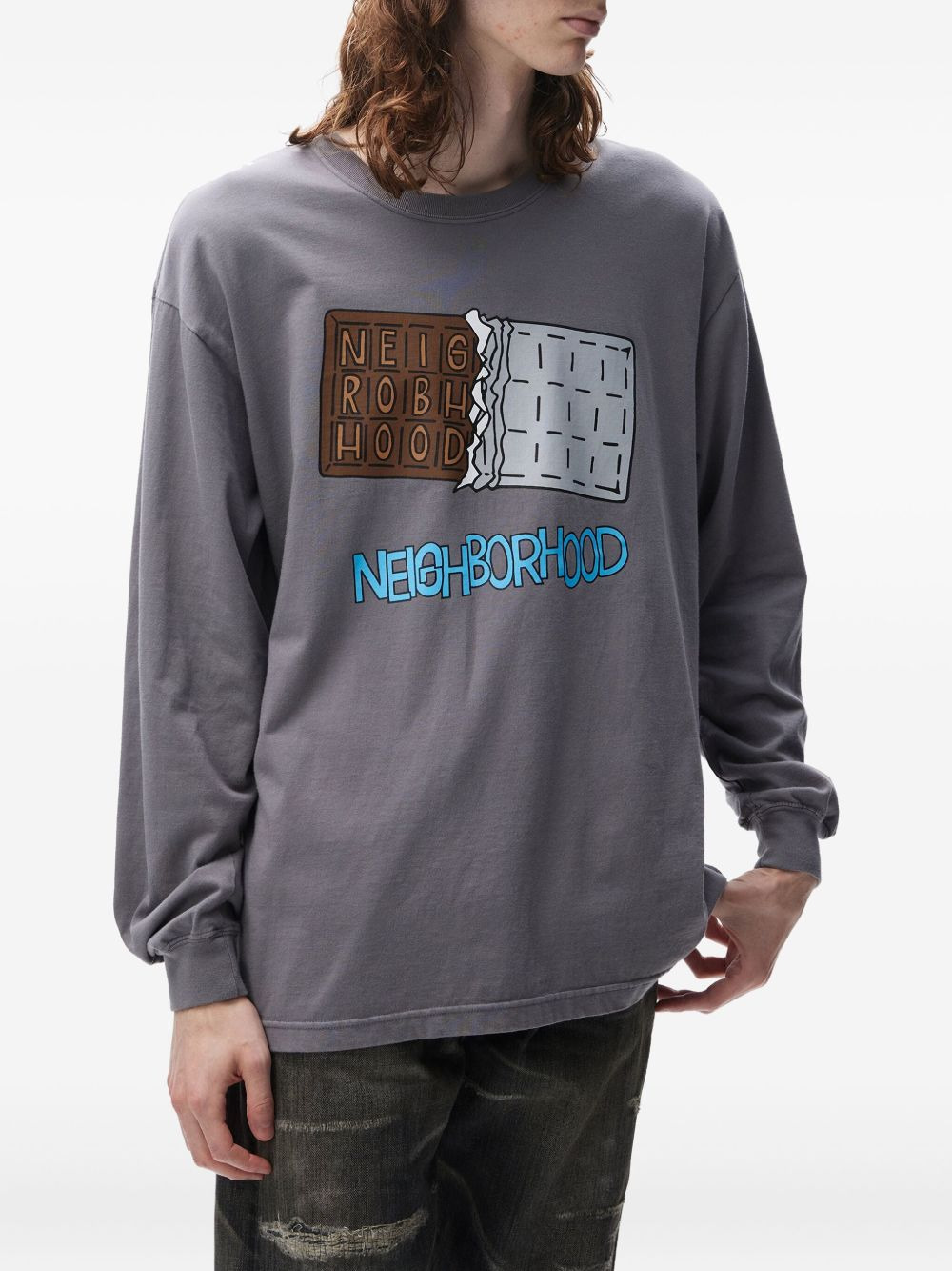 chocolate-bar print long-sleeve T-shirt - 2