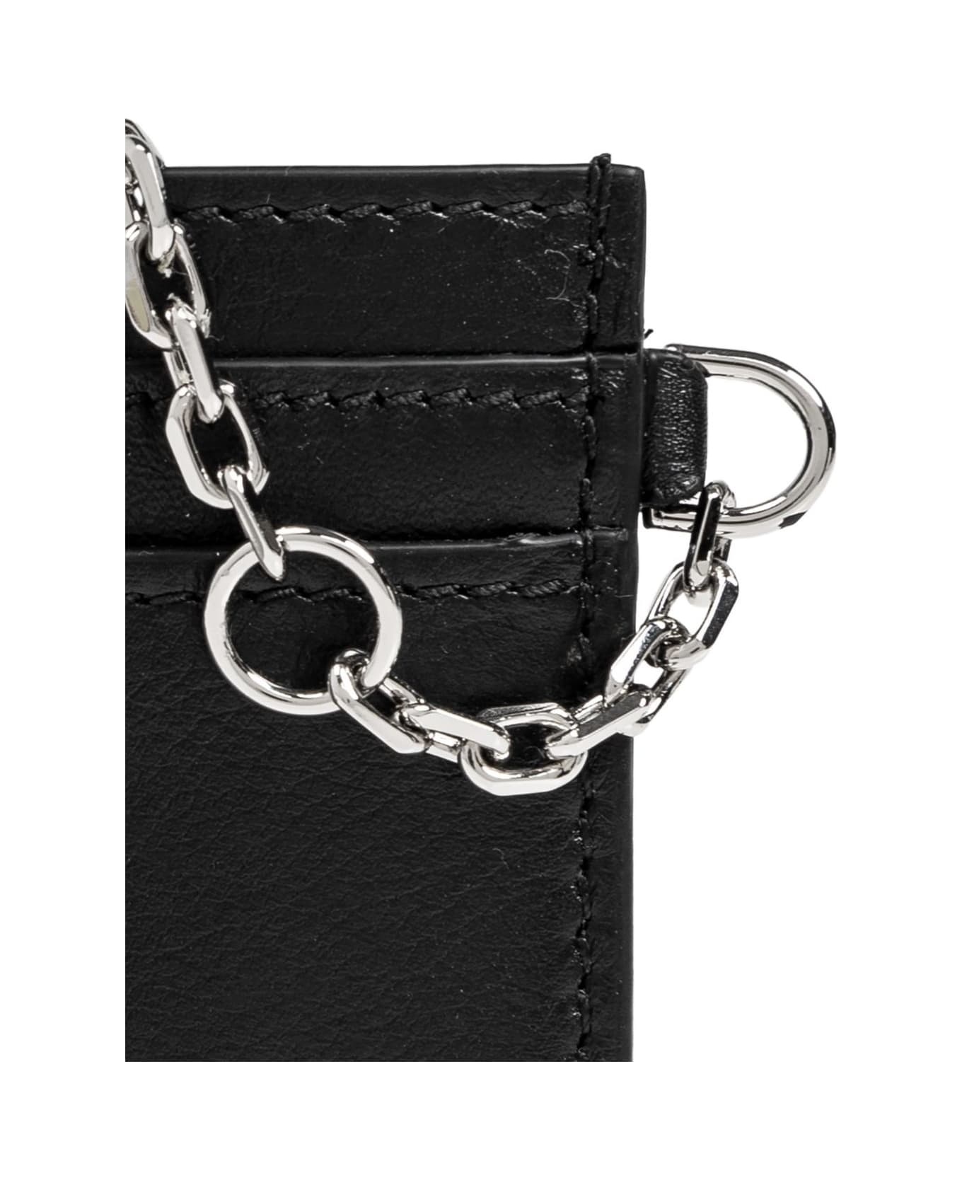 Sling Card Holder In Black And Silver - 4
