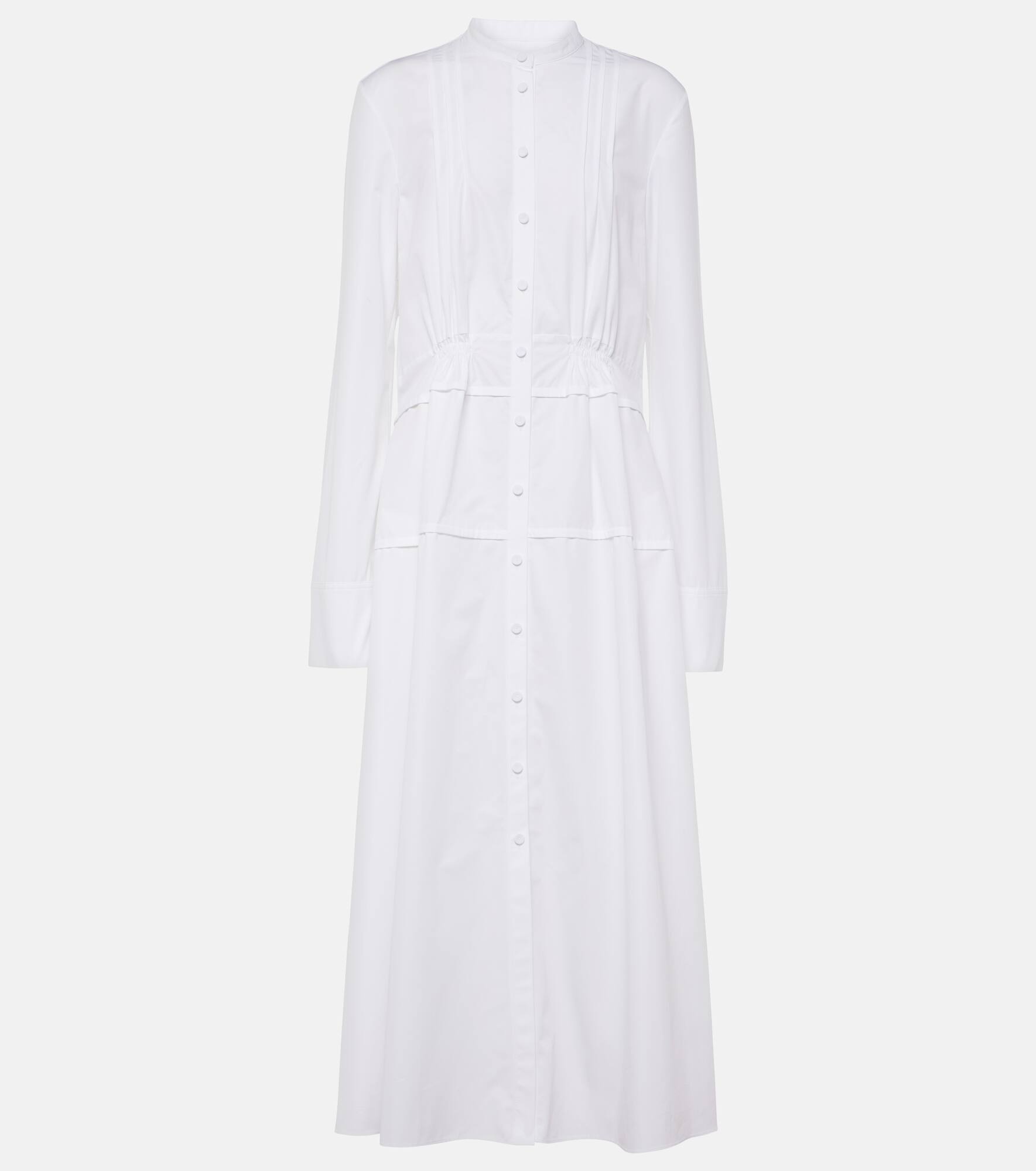 Pleated cotton shirt dress - 1