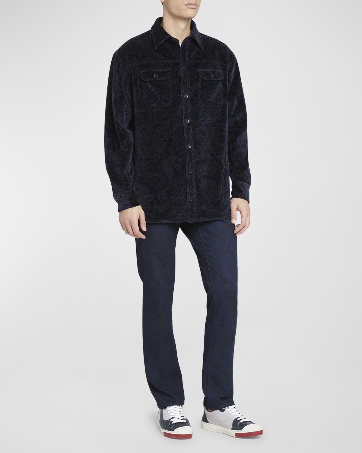 Men's Paisley Velvet Overshirt - 3