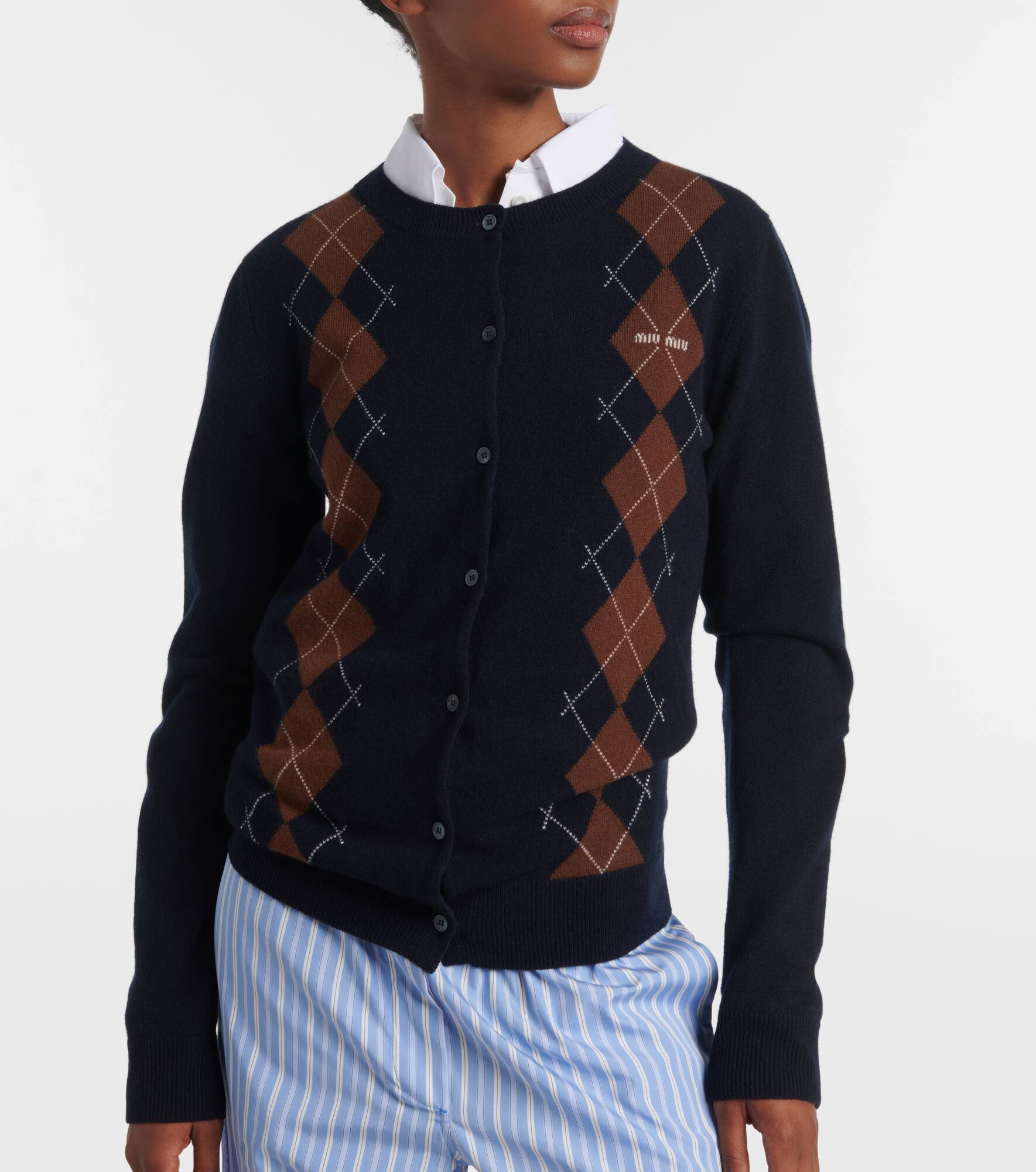 Argyle cashmere cardigan - 6