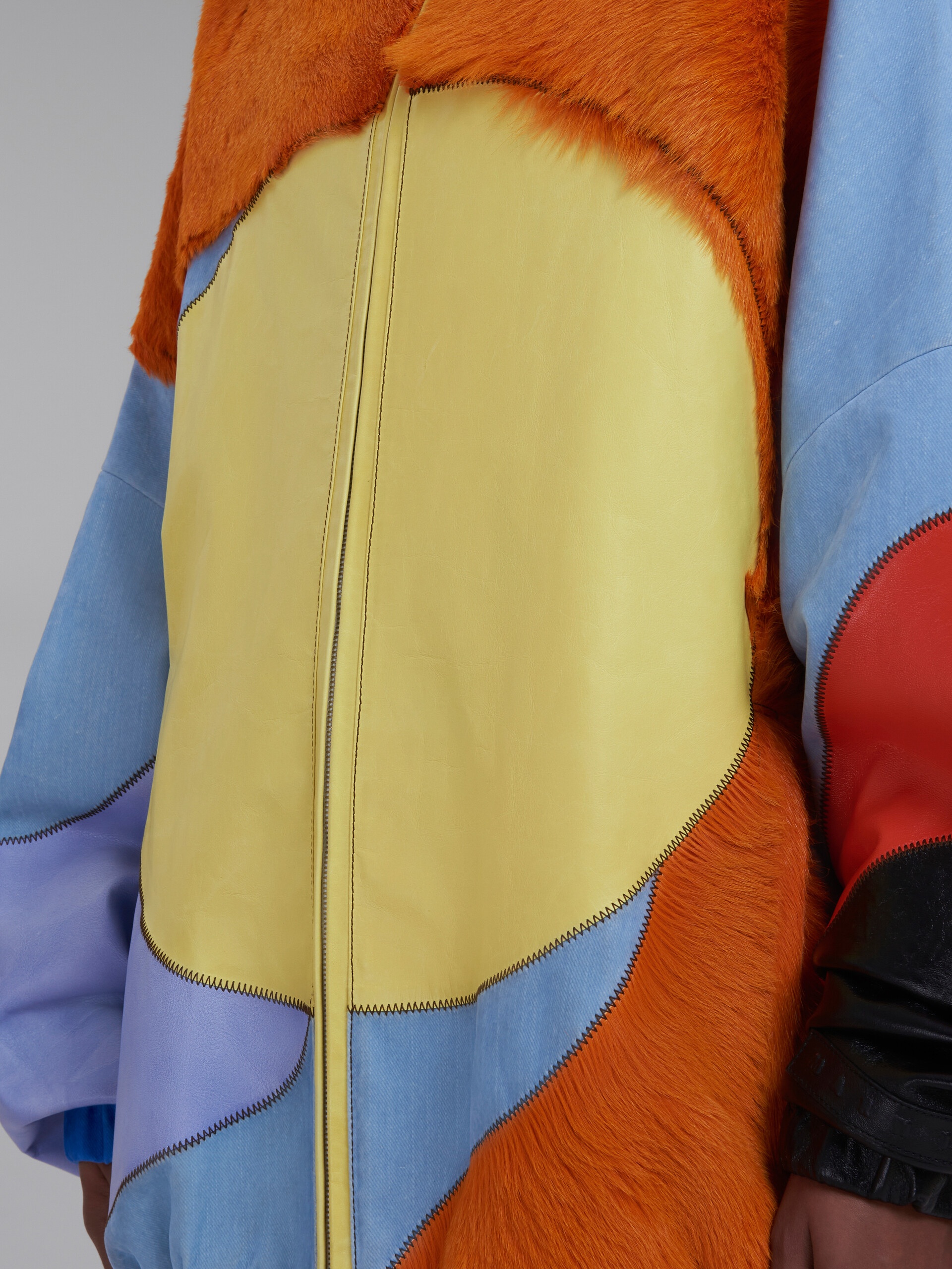 MULTICOLOUR JACKET IN LONG HAIR CALFSKIN WITH INLAYS - 5