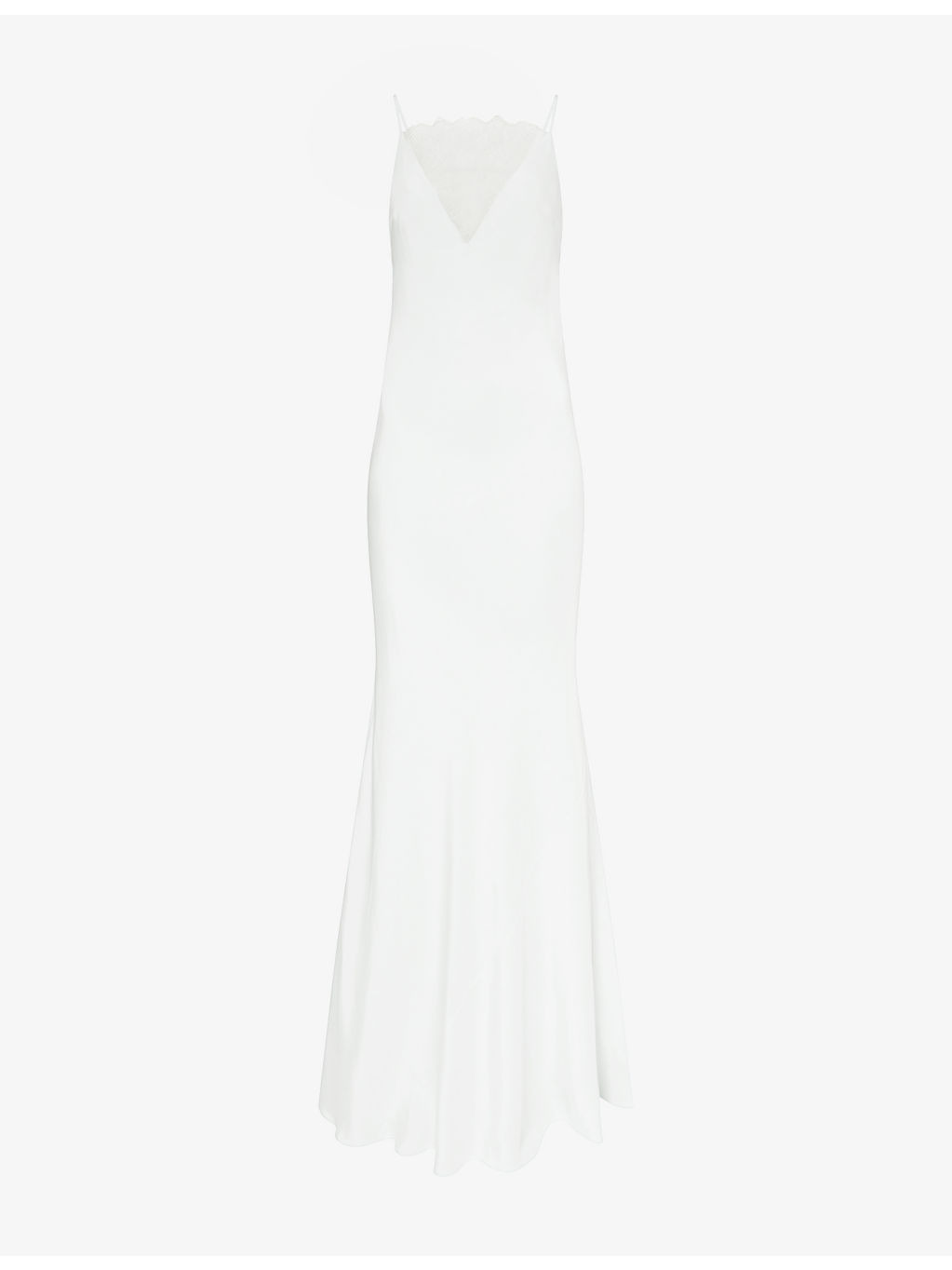 Square-Neck Lace-Panel Silk Maxi Dress - 1