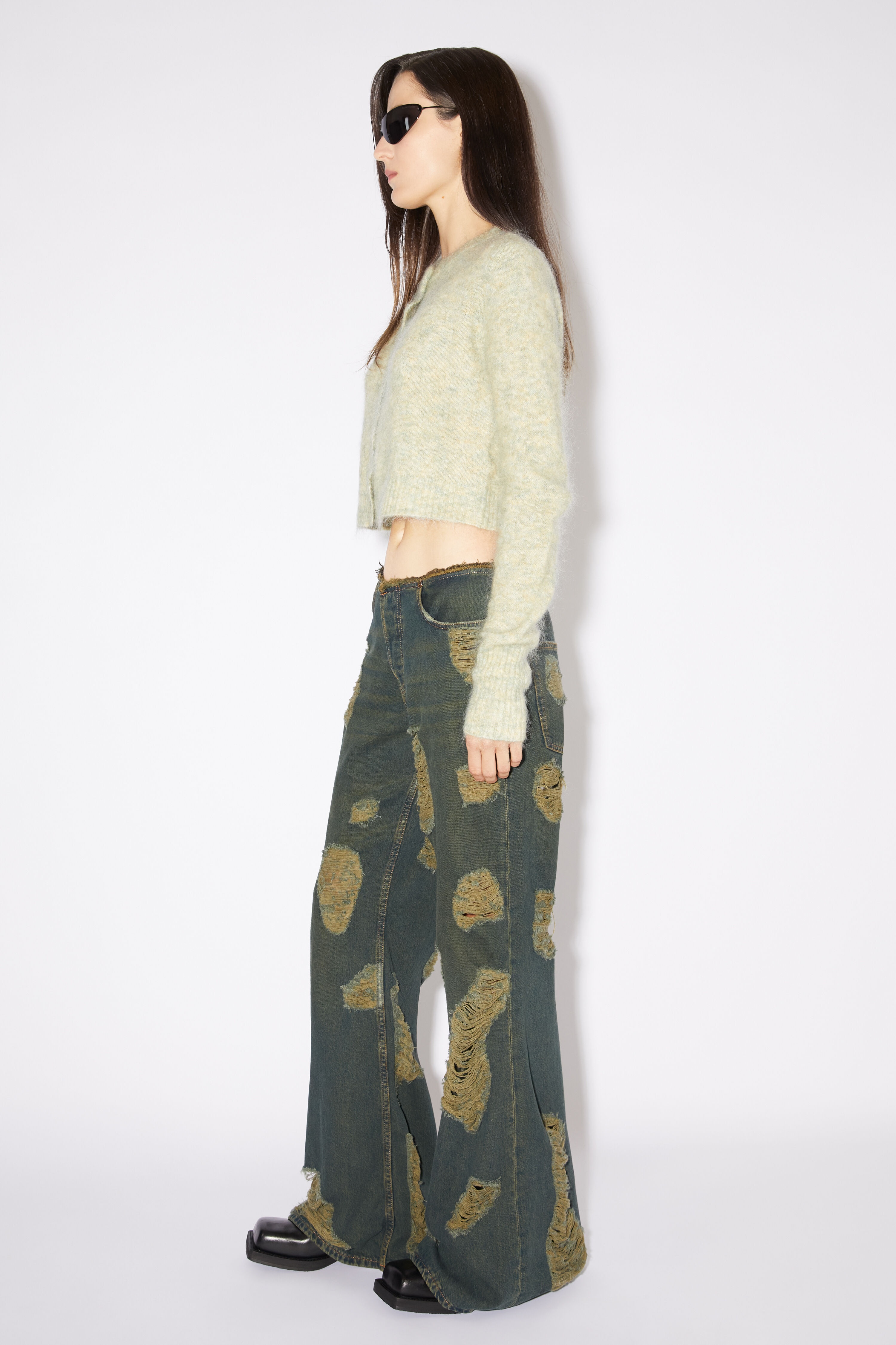 Loose fit distressed jeans - Blue/green - 4