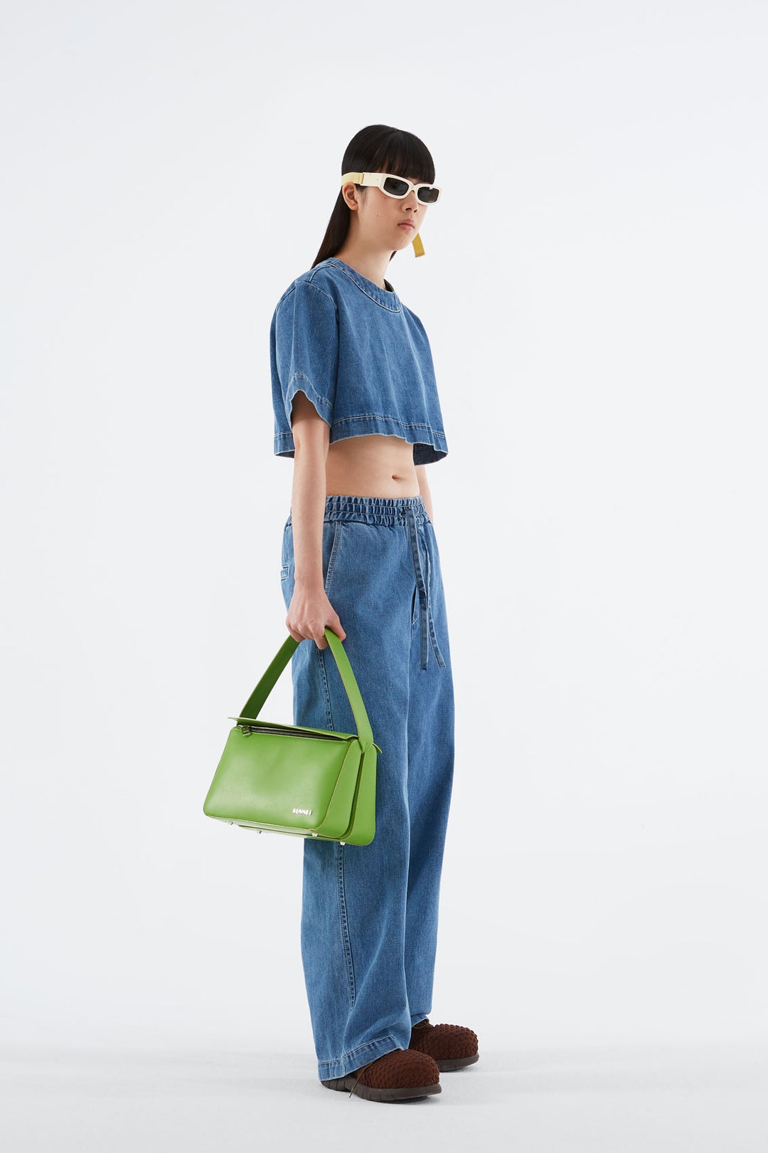 WASHED DENIM CROP TOP - 2