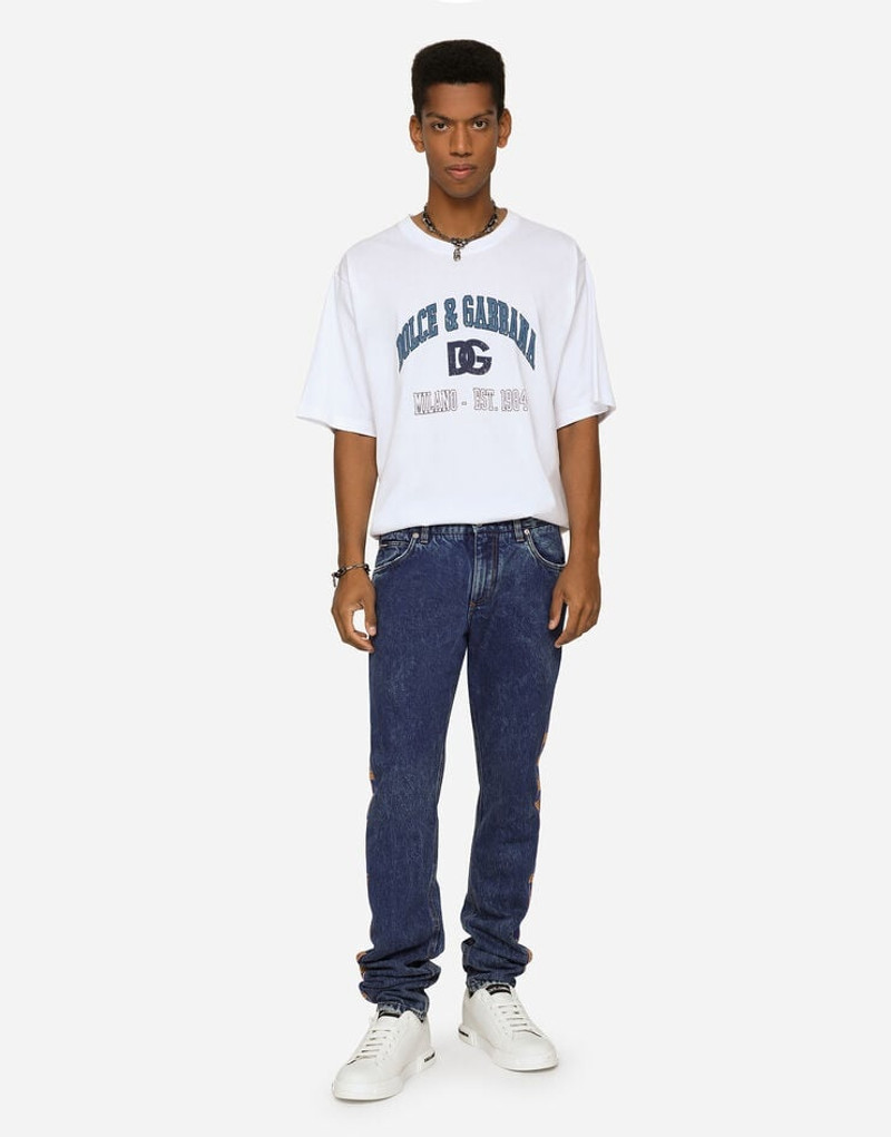 Dolce & Gabbana Light blue slim-fit jeans with branded bands outlook