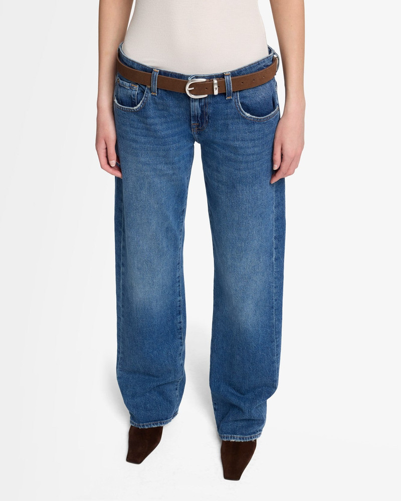 7 For All Mankind Metal Loop Suede Belt in Chocolate outlook