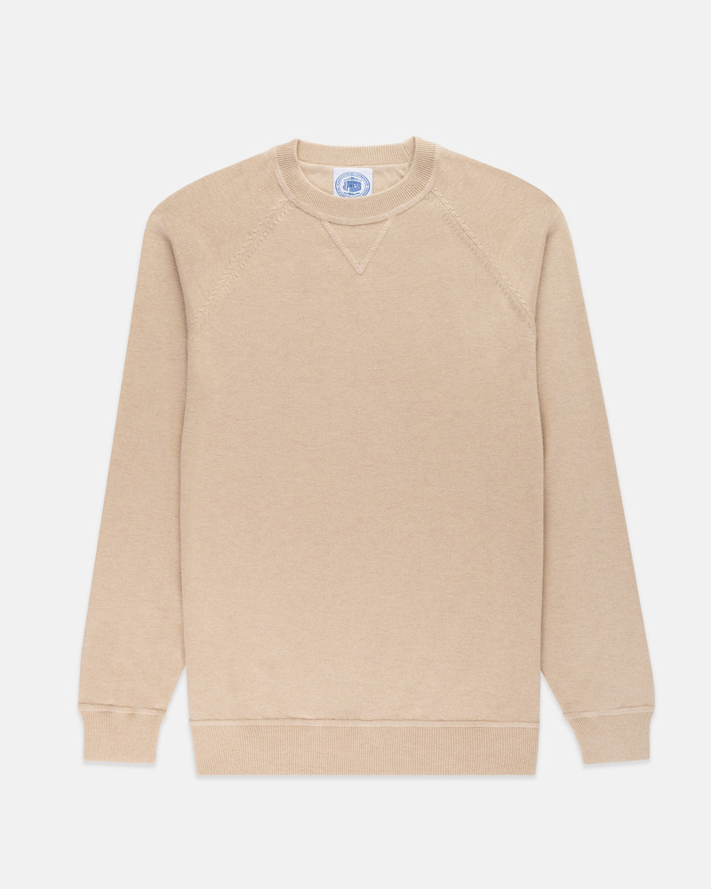 J. PRESS TAN COTTON/WOOL CREWNECK SWEATSHIRT - TRIM FIT outlook