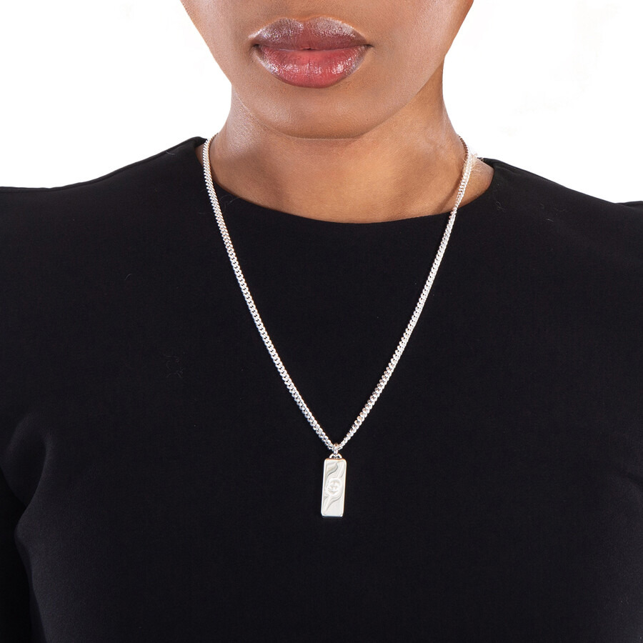Gucci Sterling Silver Diagonal Interlocking G Necklace - 2