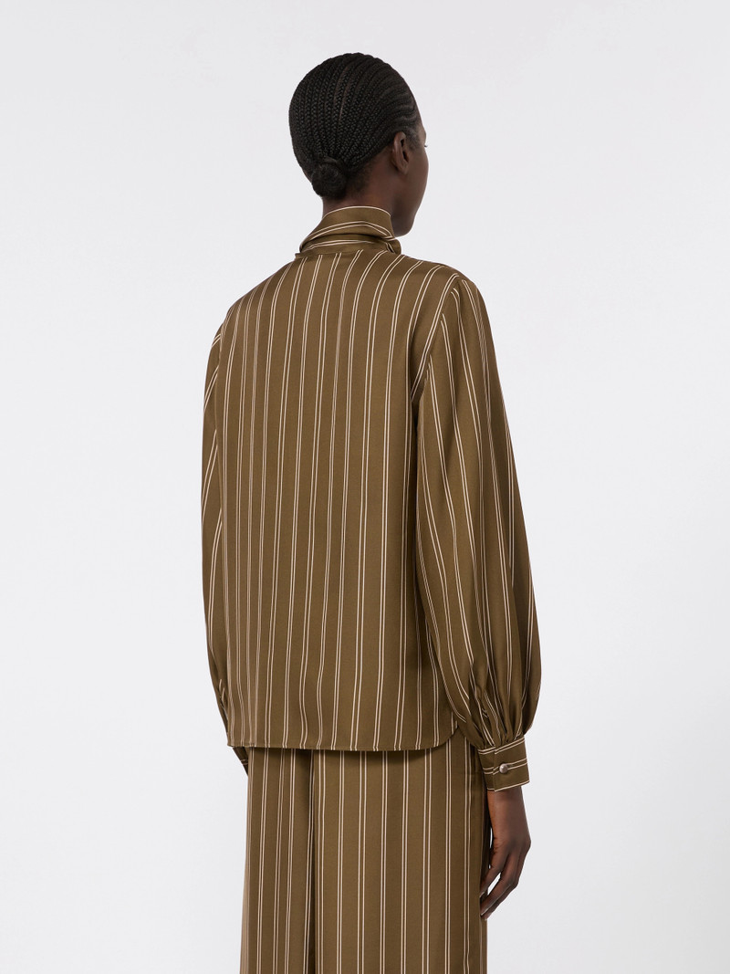 BINGO Stripe-print silk blouse - KAKI 4