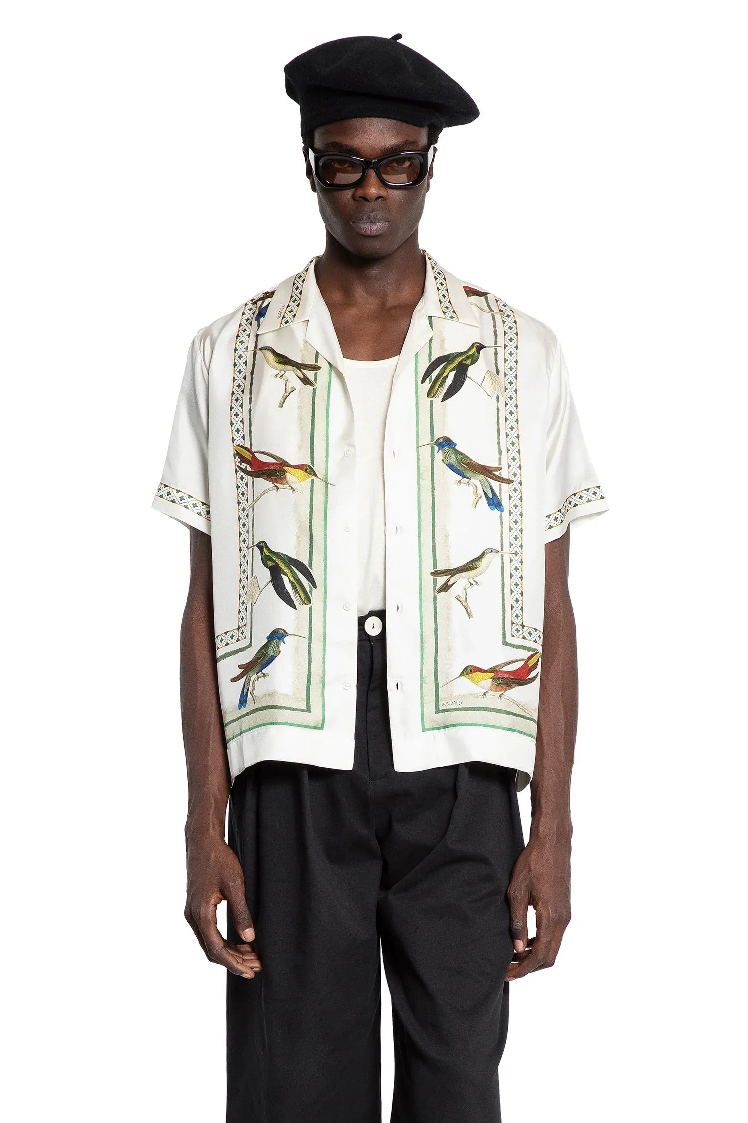Bird Print Silk Twill Shirt - 5