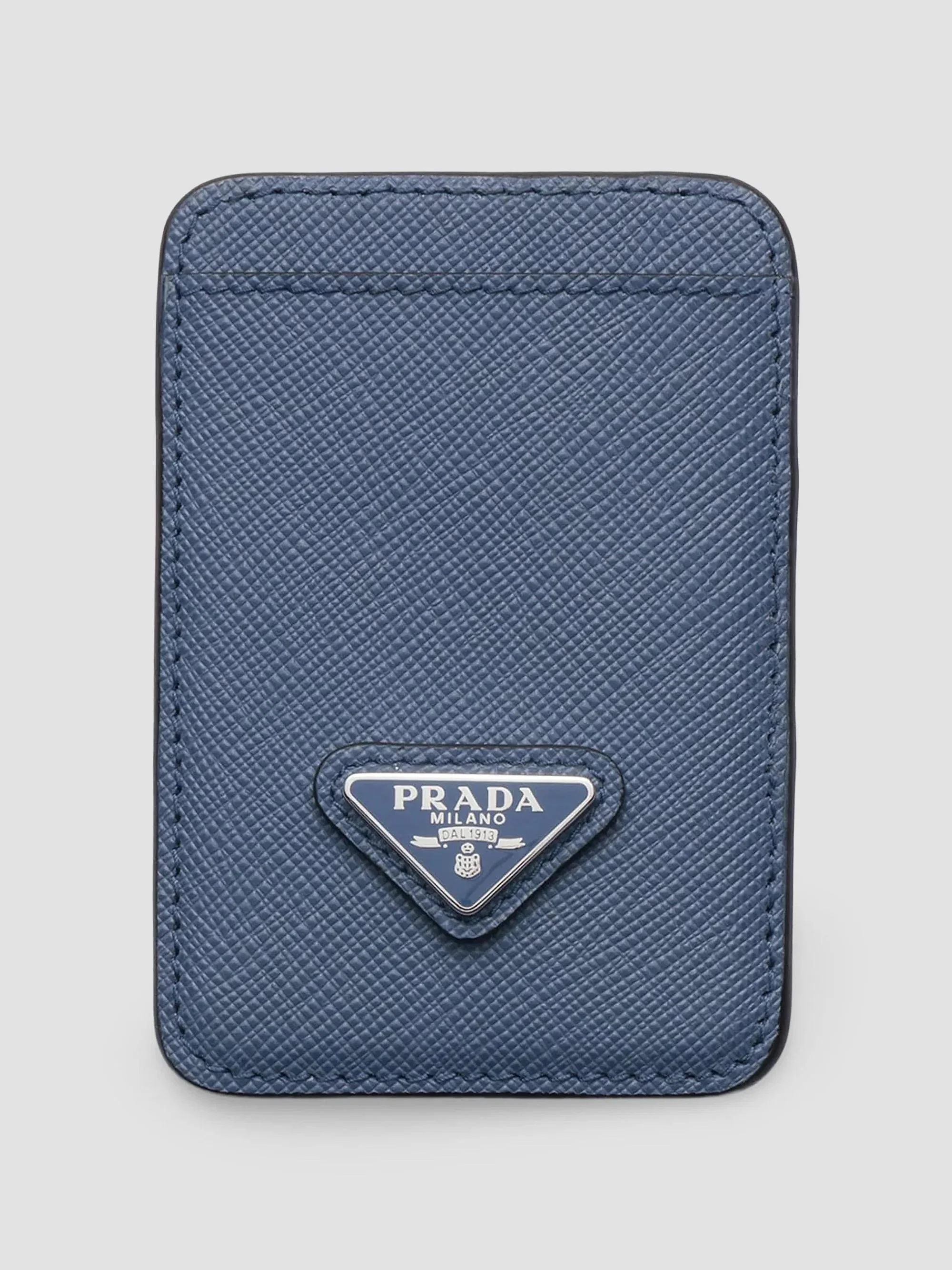 Men's Saffiano Leather Card Holder - Blue - 1