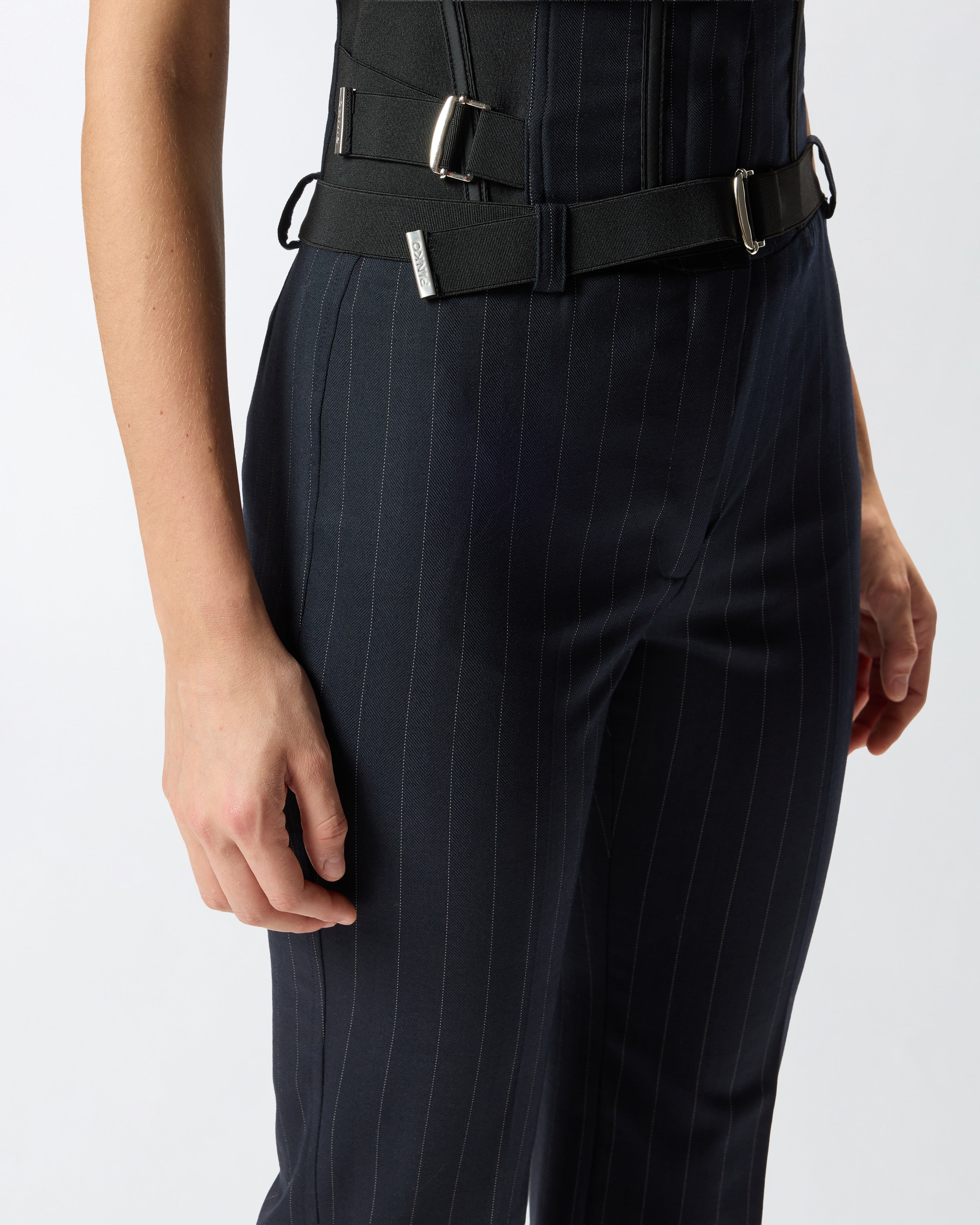 PINSTRIPE POLY WOOL BUSTIER TROUSERS - 5