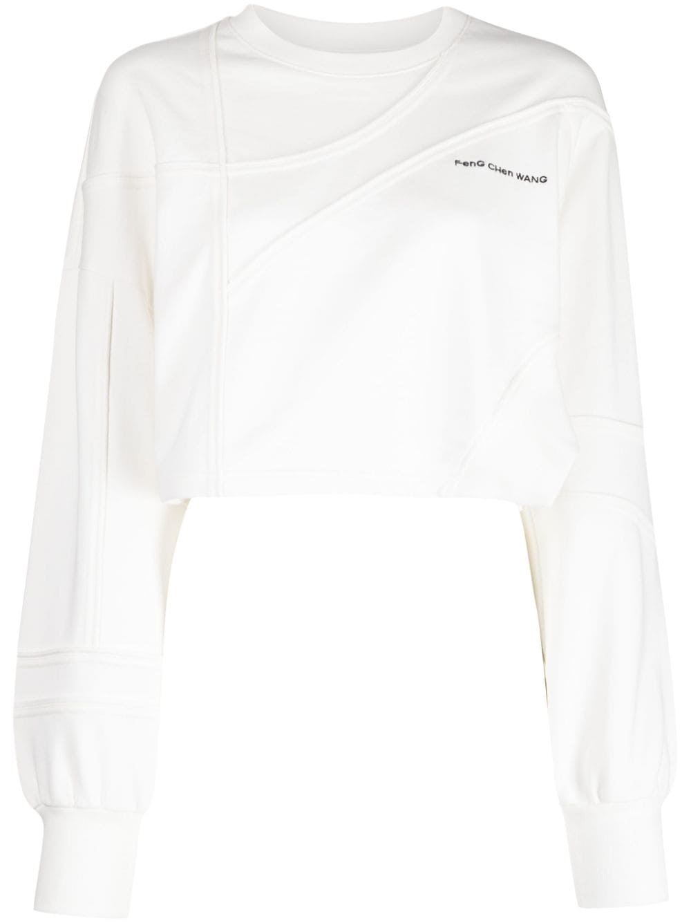 logo-embroidered cotton cropped sweatshirt - 1