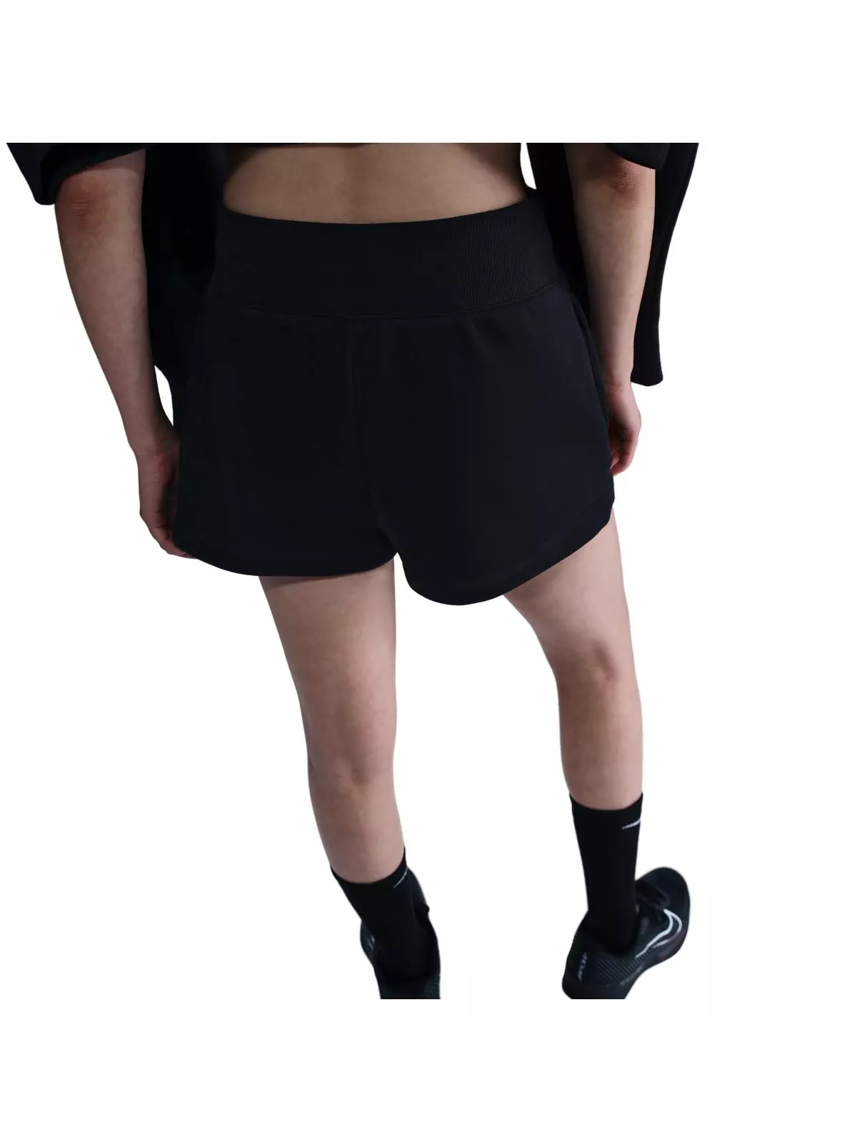 Court Women's Phoenix Fleece High-Waisted Loose Shorts-Black - 2