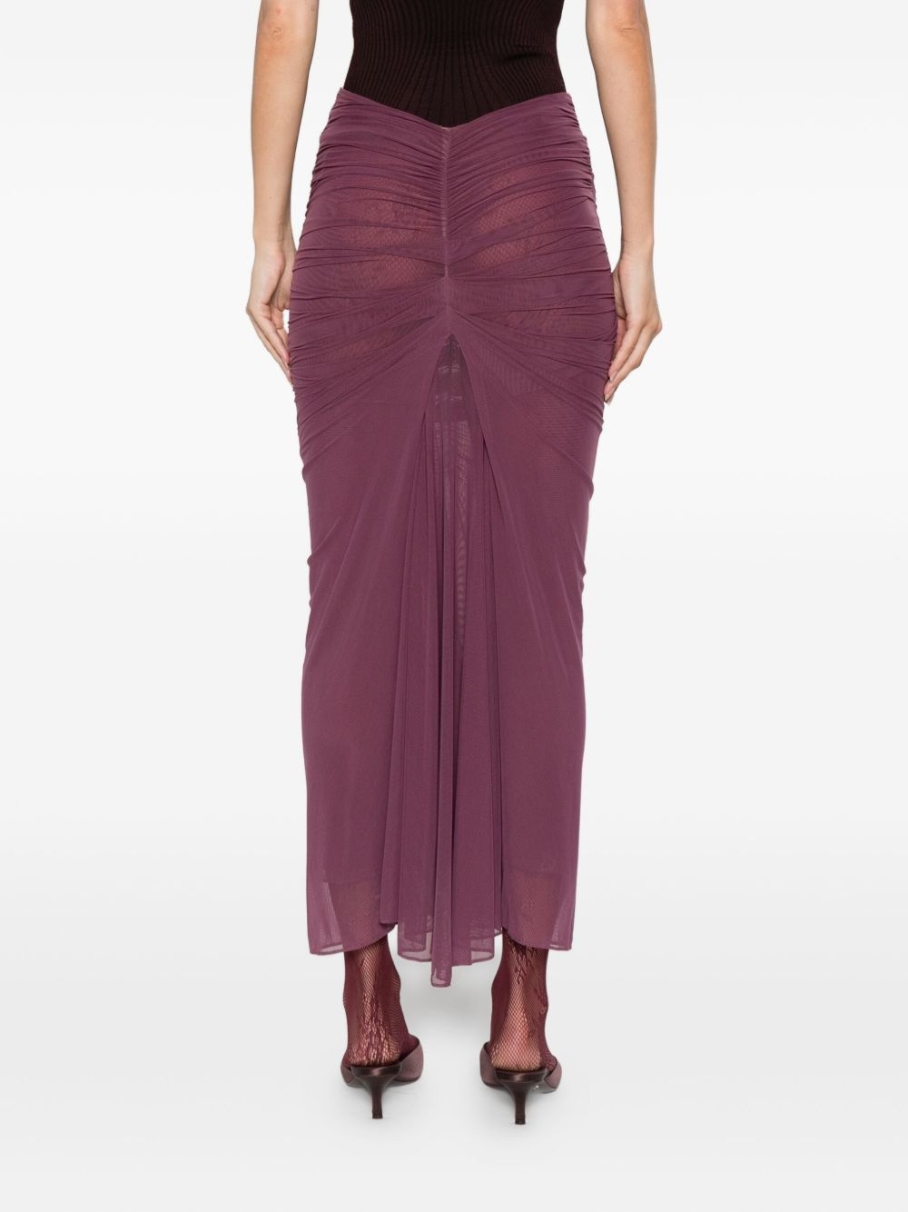 ruched mesh maxi skirt - 4