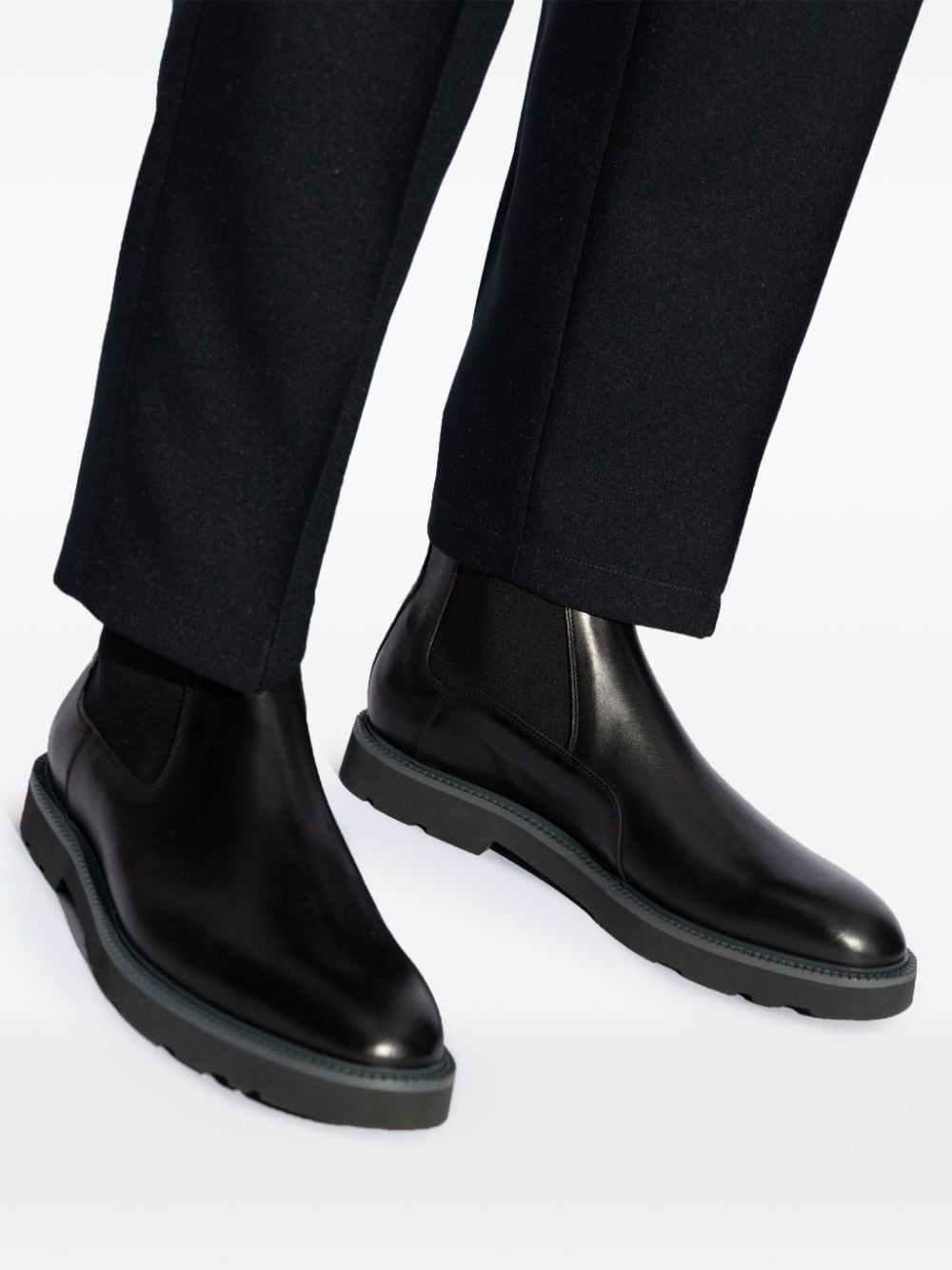 side-panel leather ankle boots - 5
