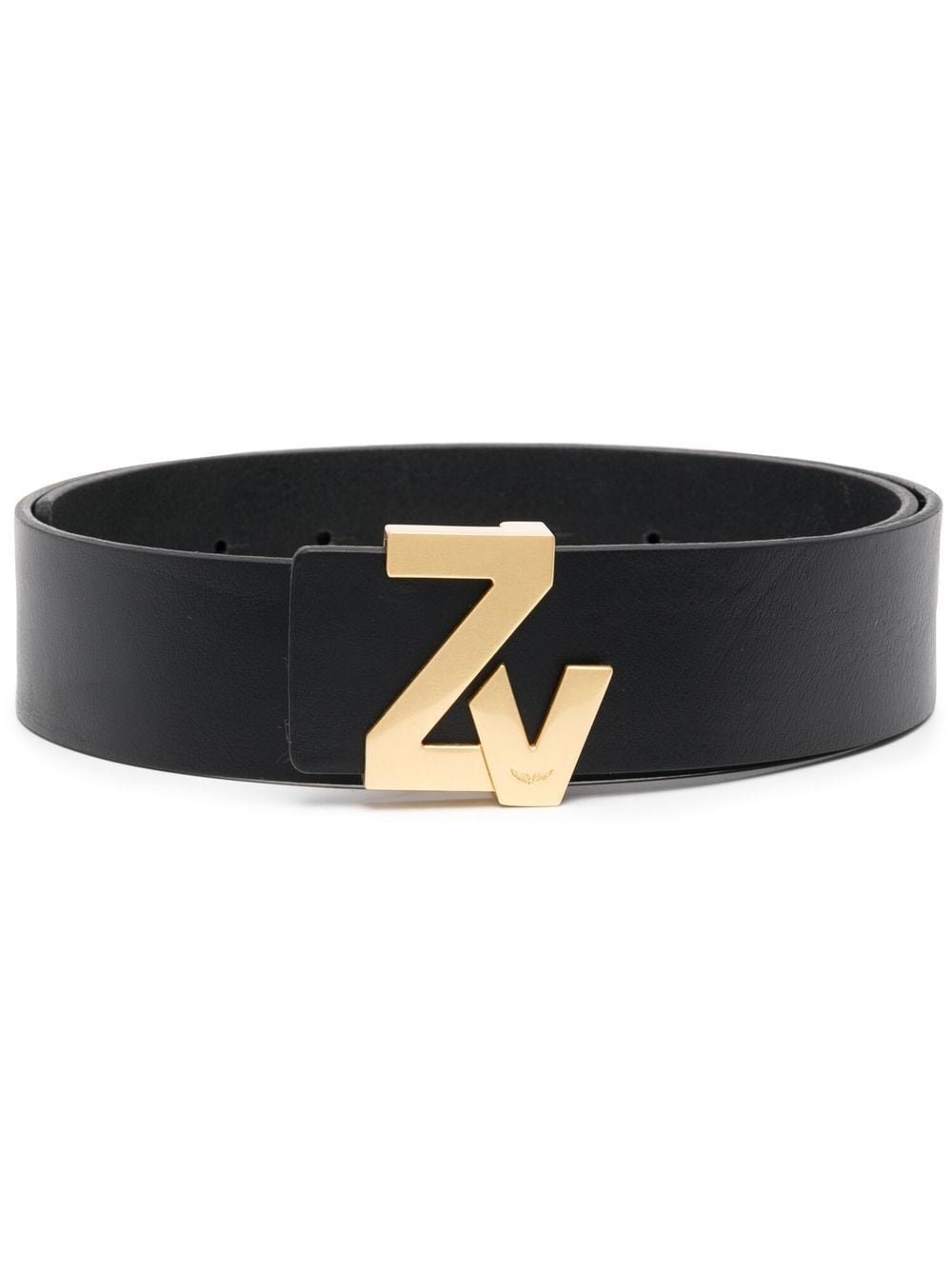 logo-plaque leather belt - 1