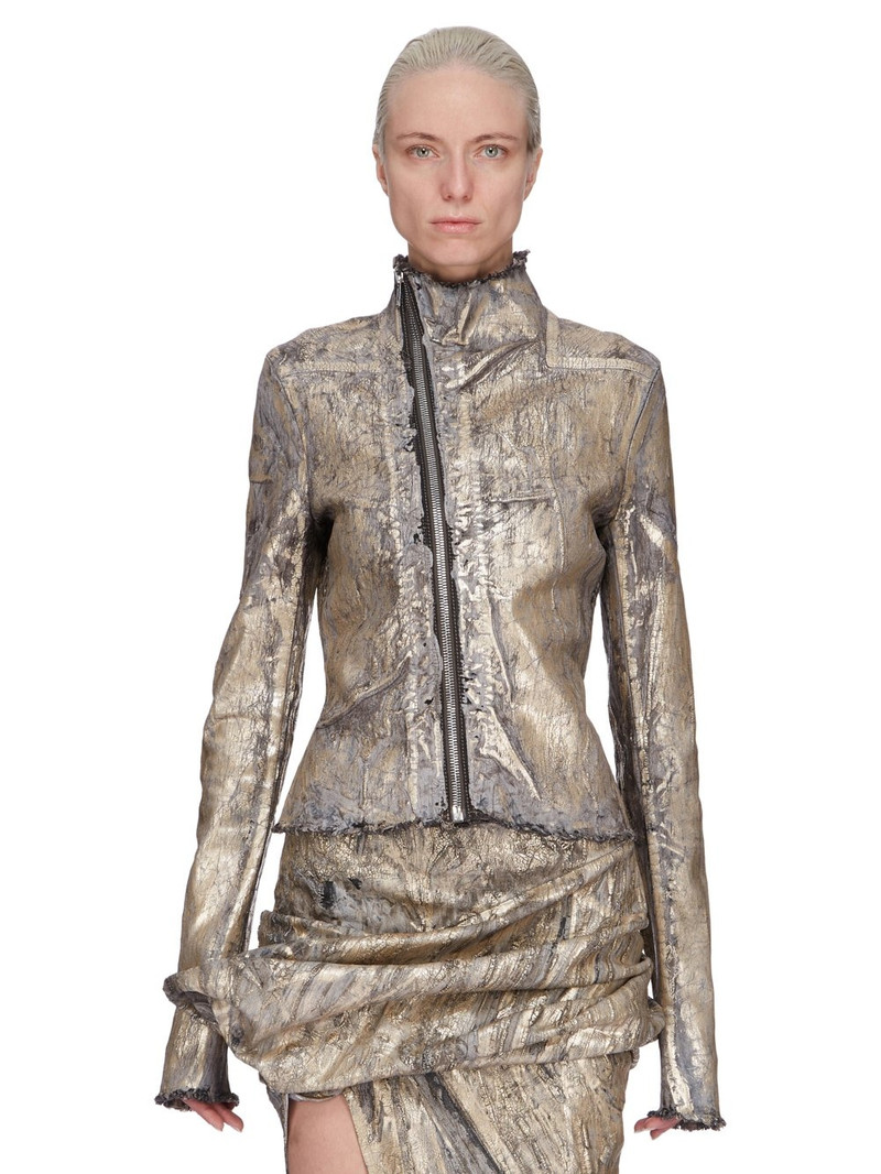 Gary coated leather-blend biker jacket Gold - 1