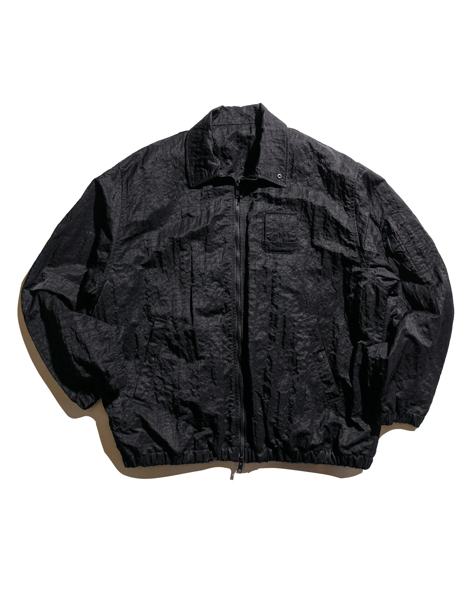 Bio Washed Nylon Oversized Fight Jacket Black - 1