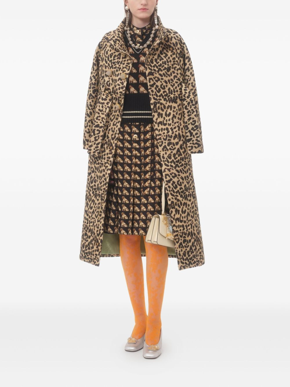 dog-print belted midi dress - 2