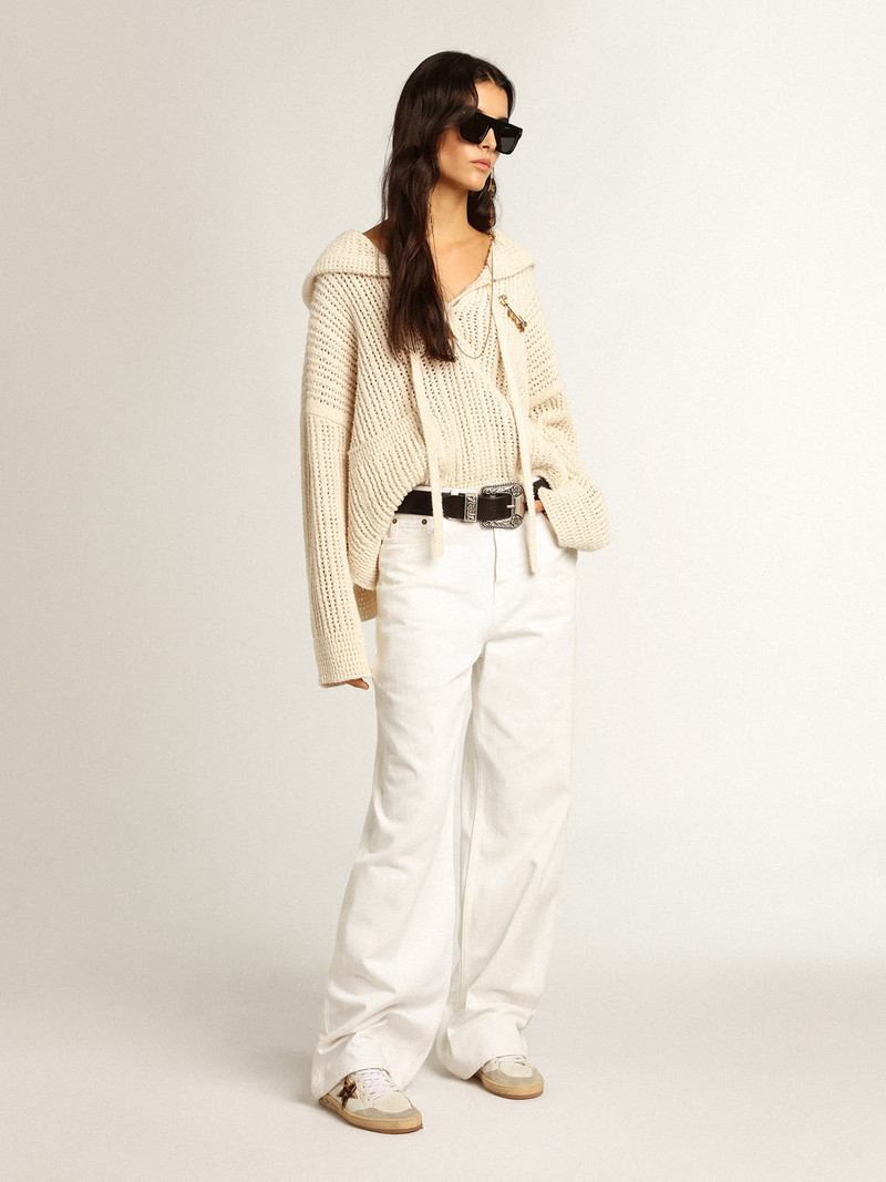 Golden Goose Wide-leg jeans in white bull denim outlook