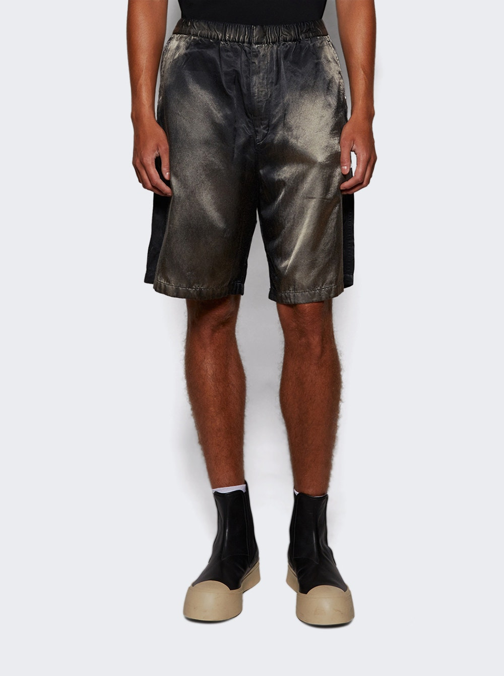Aged Satin Shorts Black - 2
