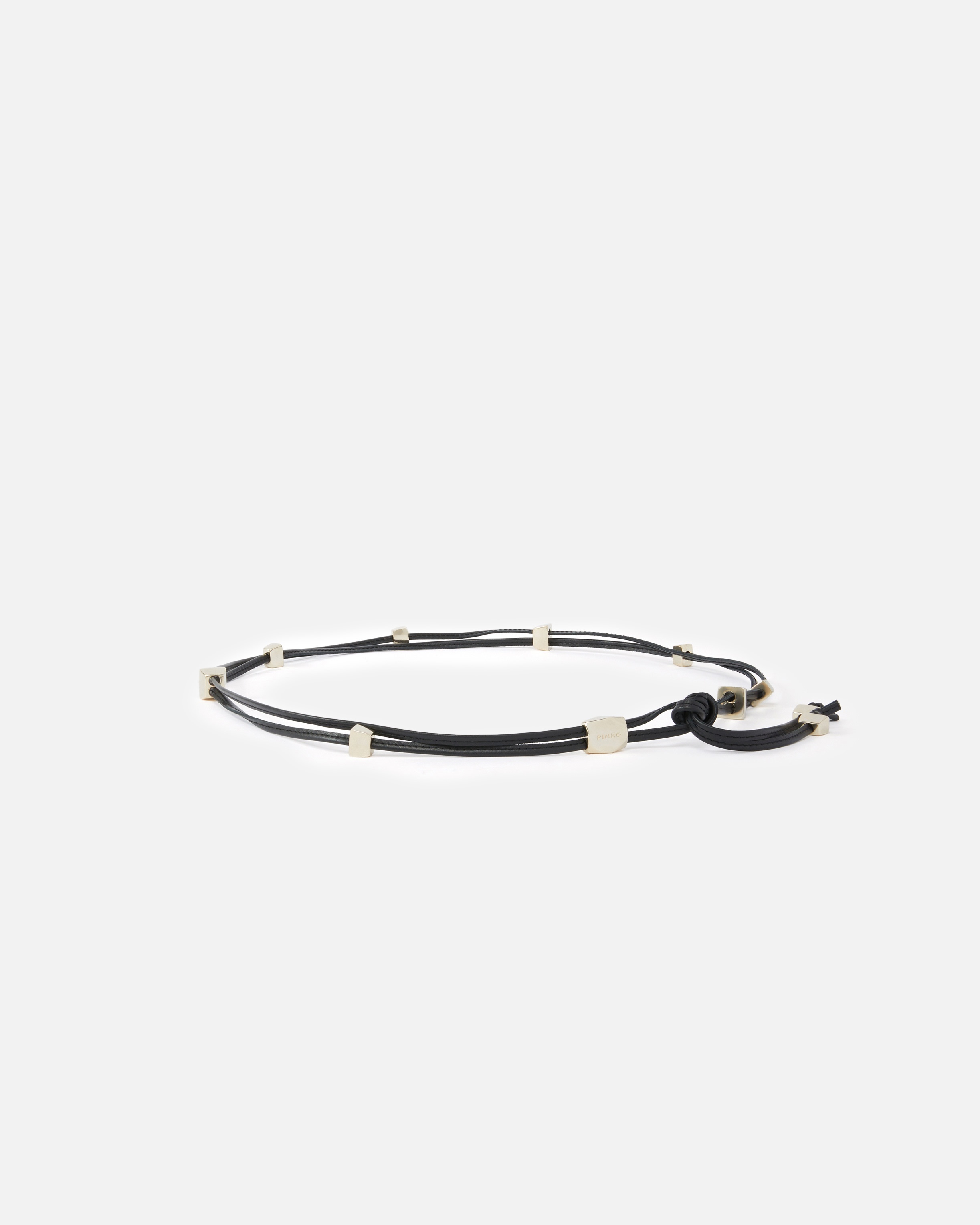 TUBULAR LEATHER BELT WITH GOLD METAL NUGGETS - 2