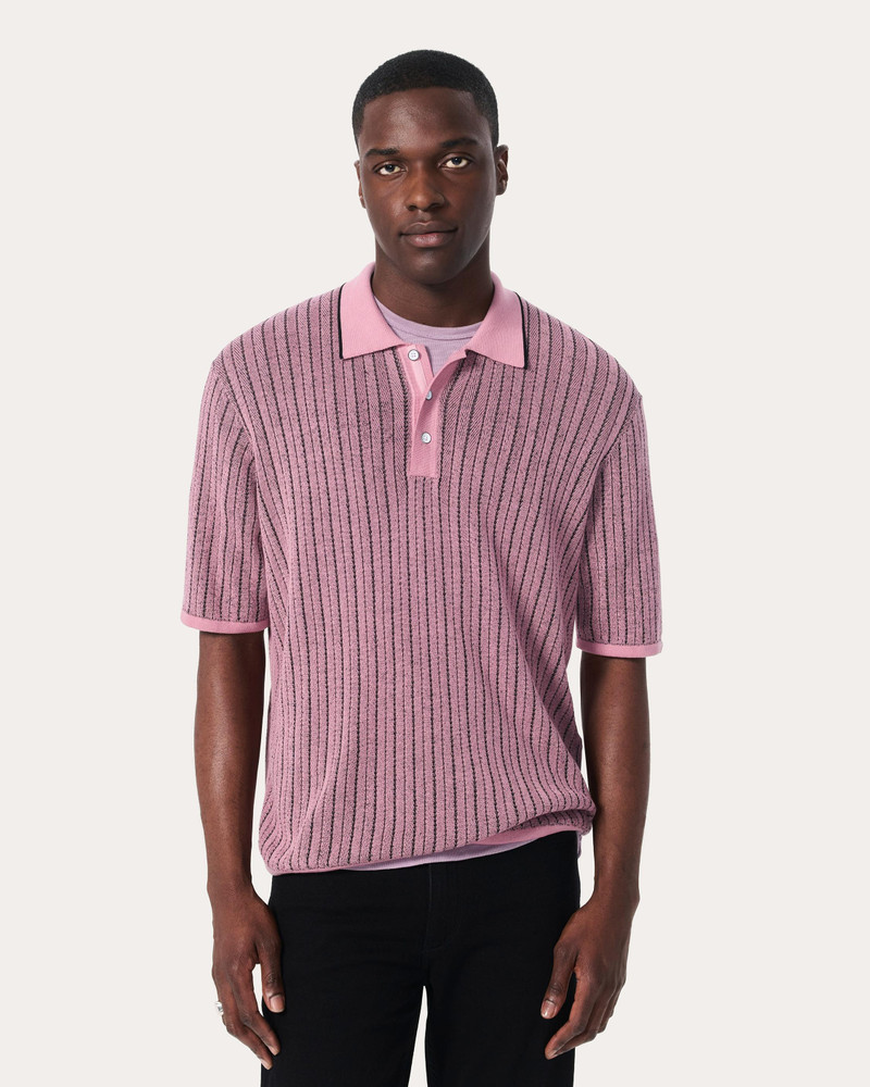 Harvey Striped Knit Polo Shirt - 1