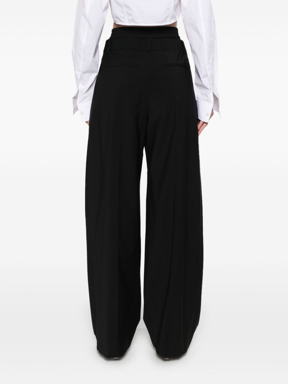 boxer-detailed wide-leg trousers - 4